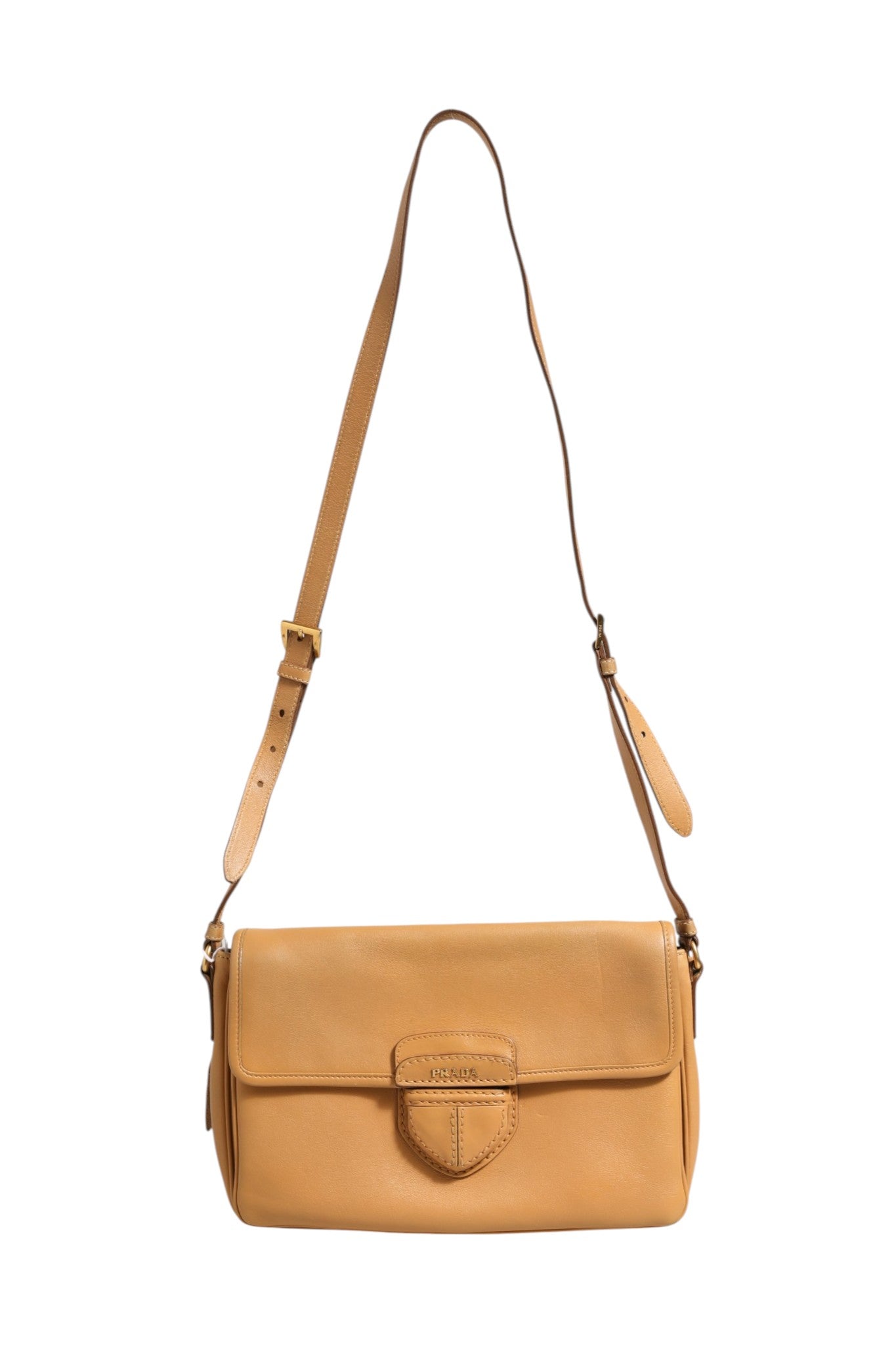 Sac à bandoulière Prada Sidonie en cuir grainé beige