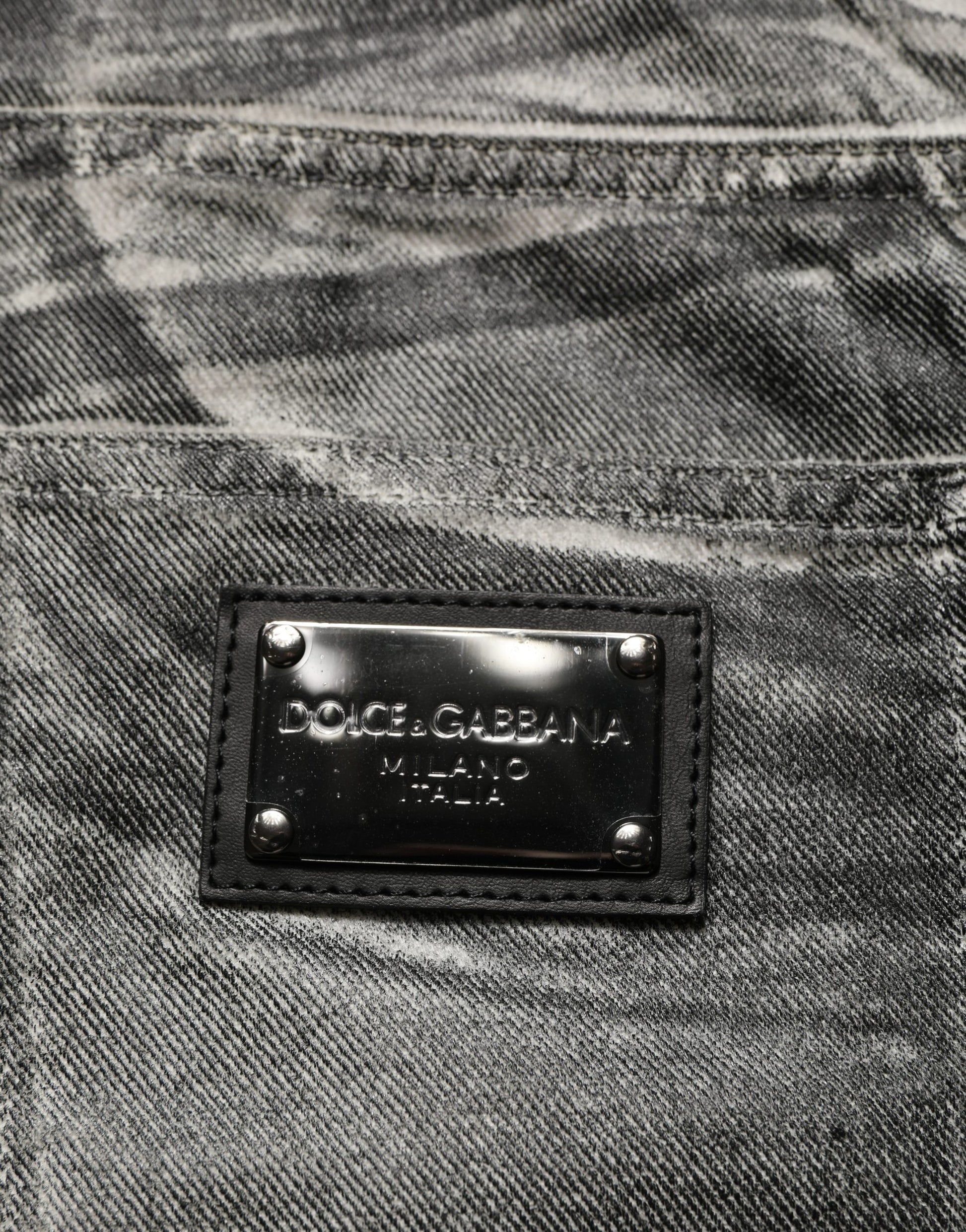 Jean droit Dolce & Gabbana gris délavé taille mi-haute