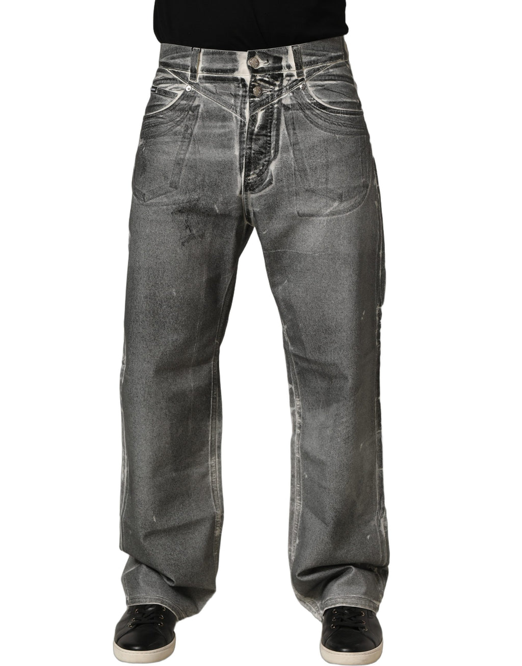 Jean droit Dolce & Gabbana gris délavé taille mi-haute