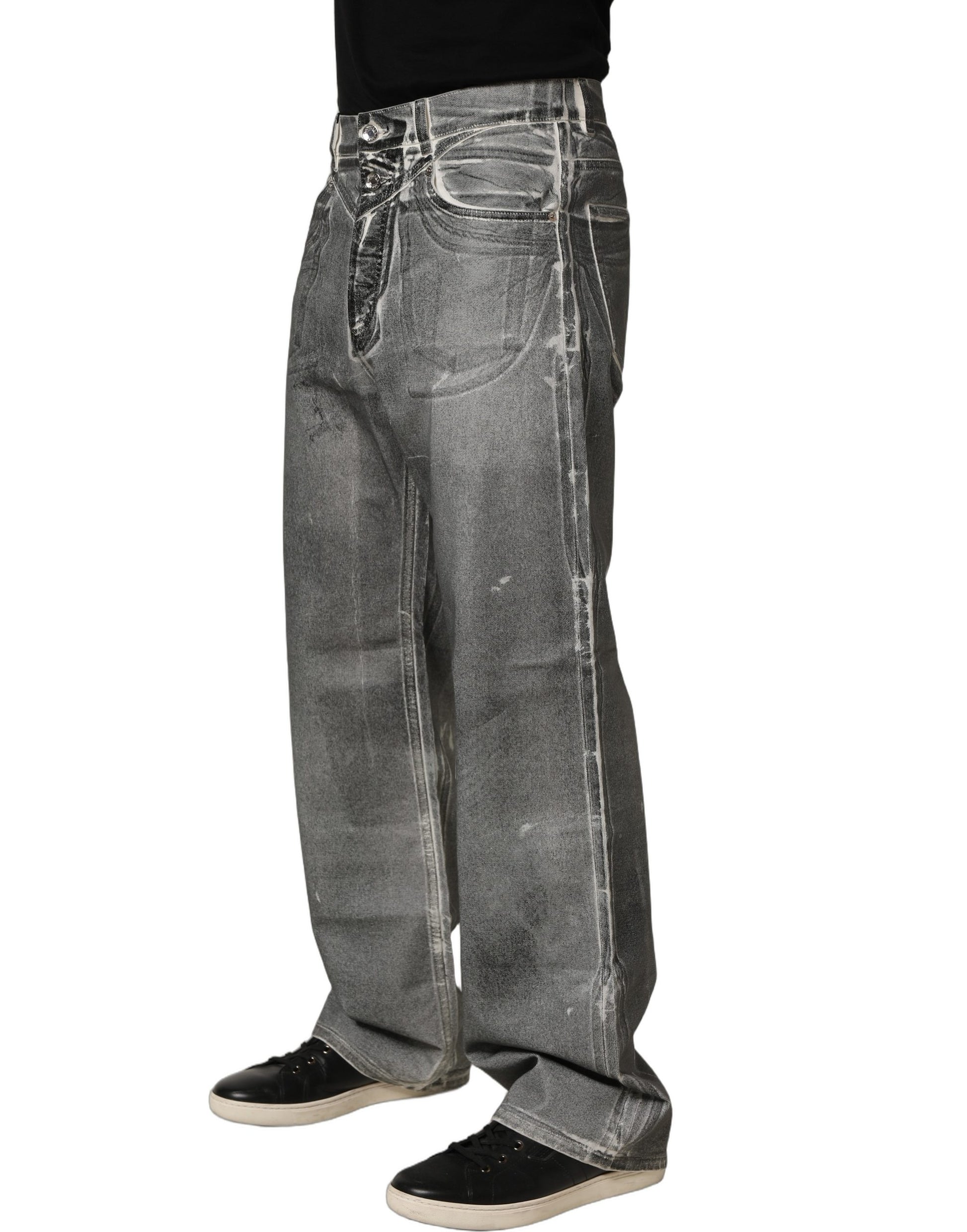 Jean droit Dolce & Gabbana gris délavé taille mi-haute