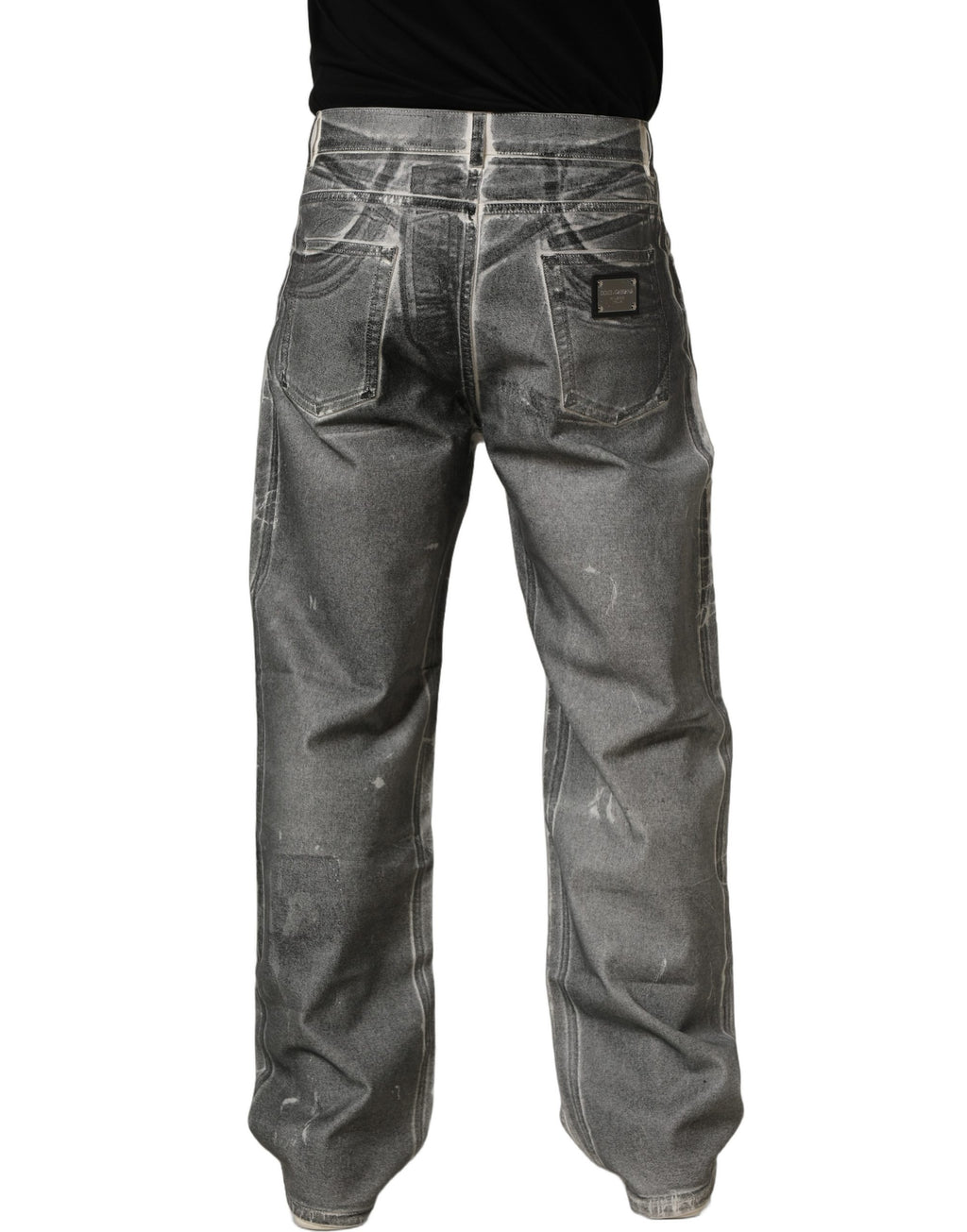 Jean droit Dolce & Gabbana gris délavé taille mi-haute