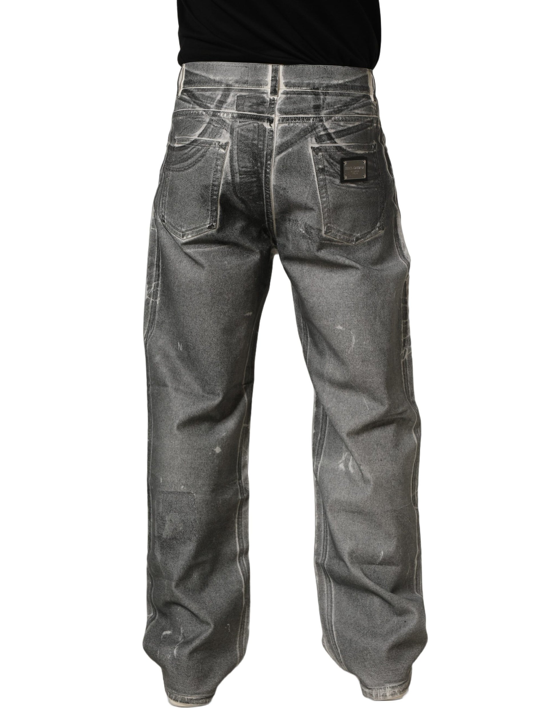 Jean droit Dolce & Gabbana gris délavé taille mi-haute