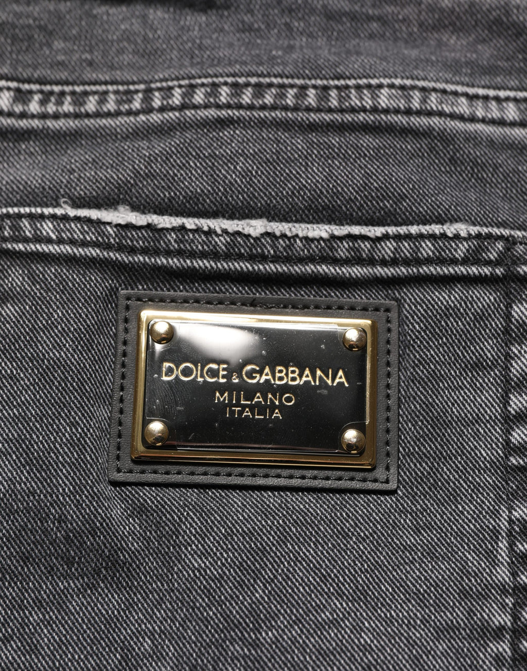 Jean en denim délavé gris foncé taille mi-haute Dolce & Gabbana