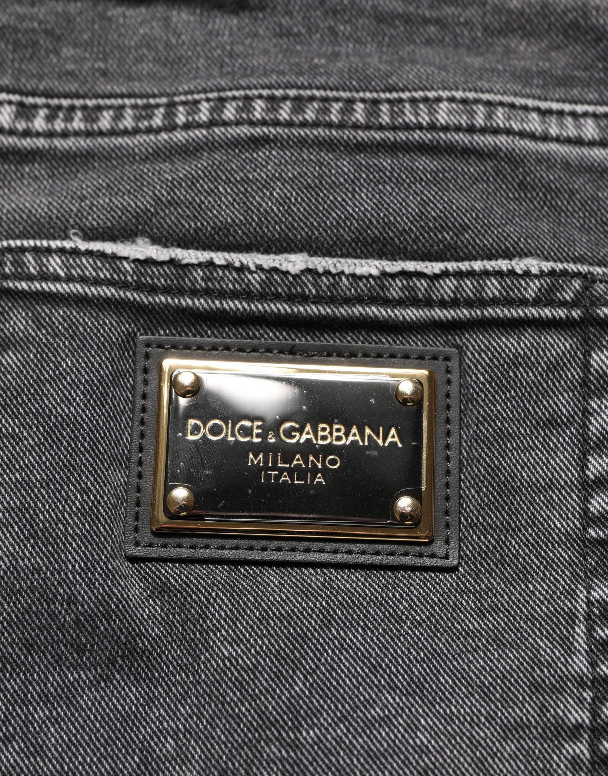 Jean en denim délavé gris foncé taille mi-haute Dolce & Gabbana