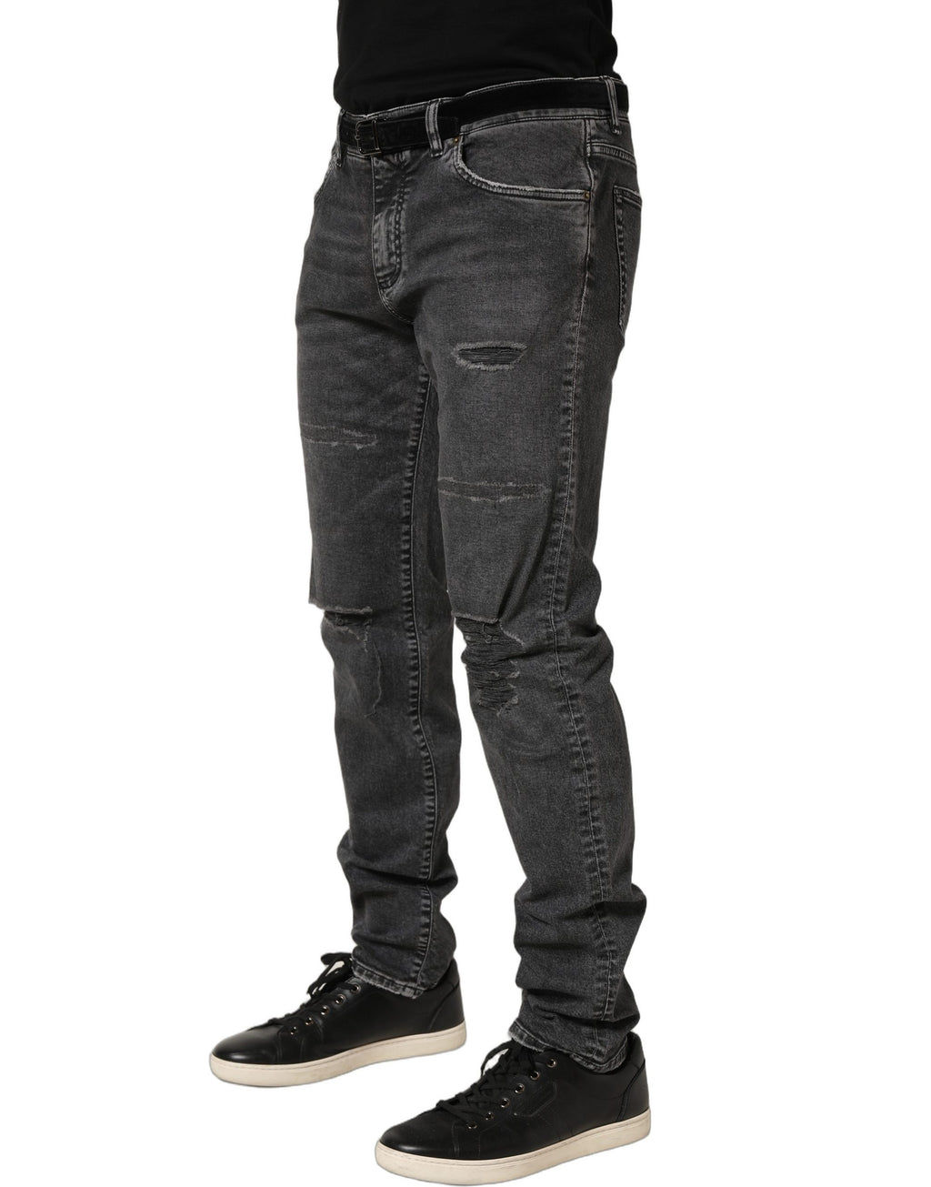 Jean en denim délavé gris foncé taille mi-haute Dolce & Gabbana