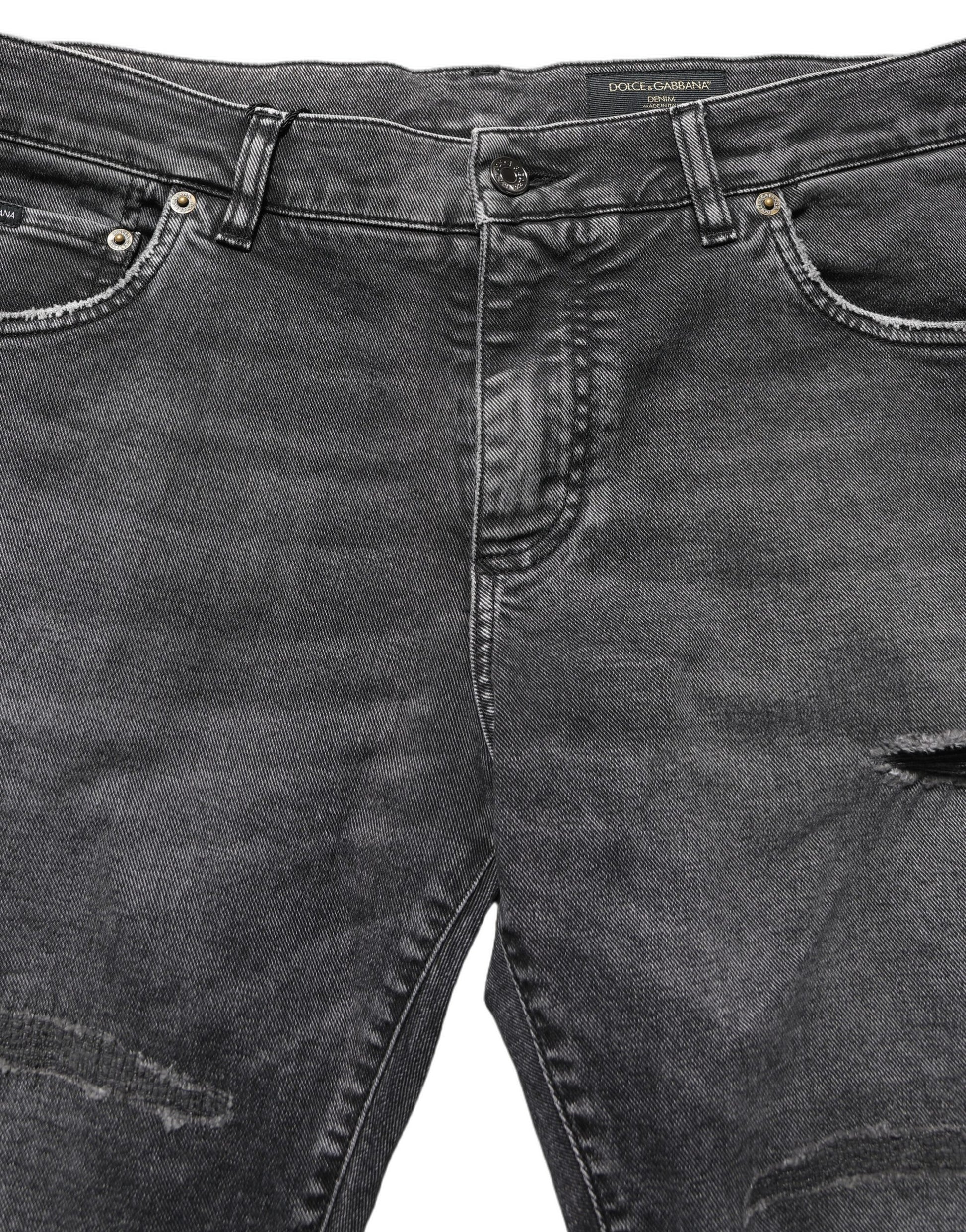 Jean en denim délavé gris foncé taille mi-haute Dolce & Gabbana