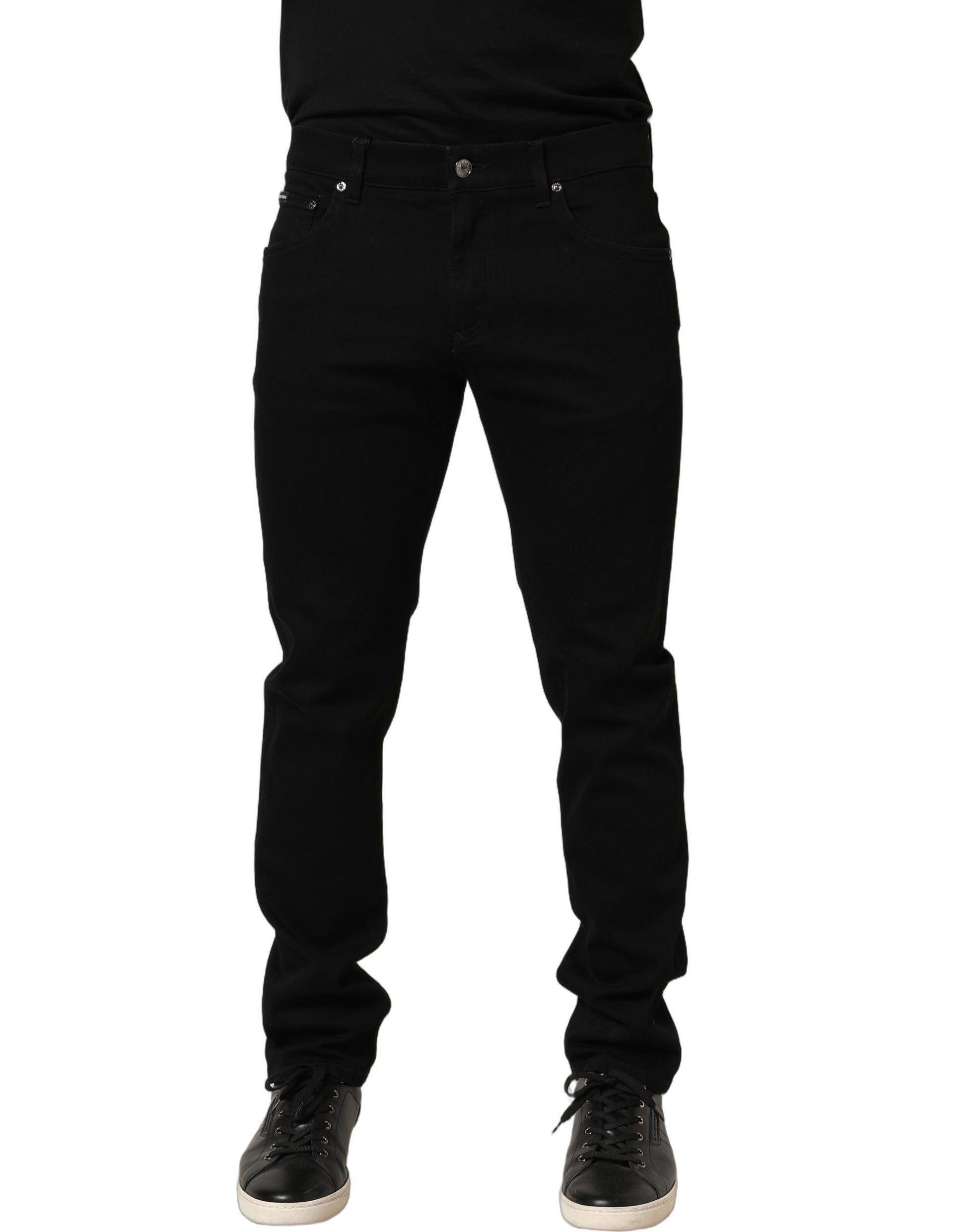 Jean skinny Dolce & Gabbana noir à broderies héraldiques