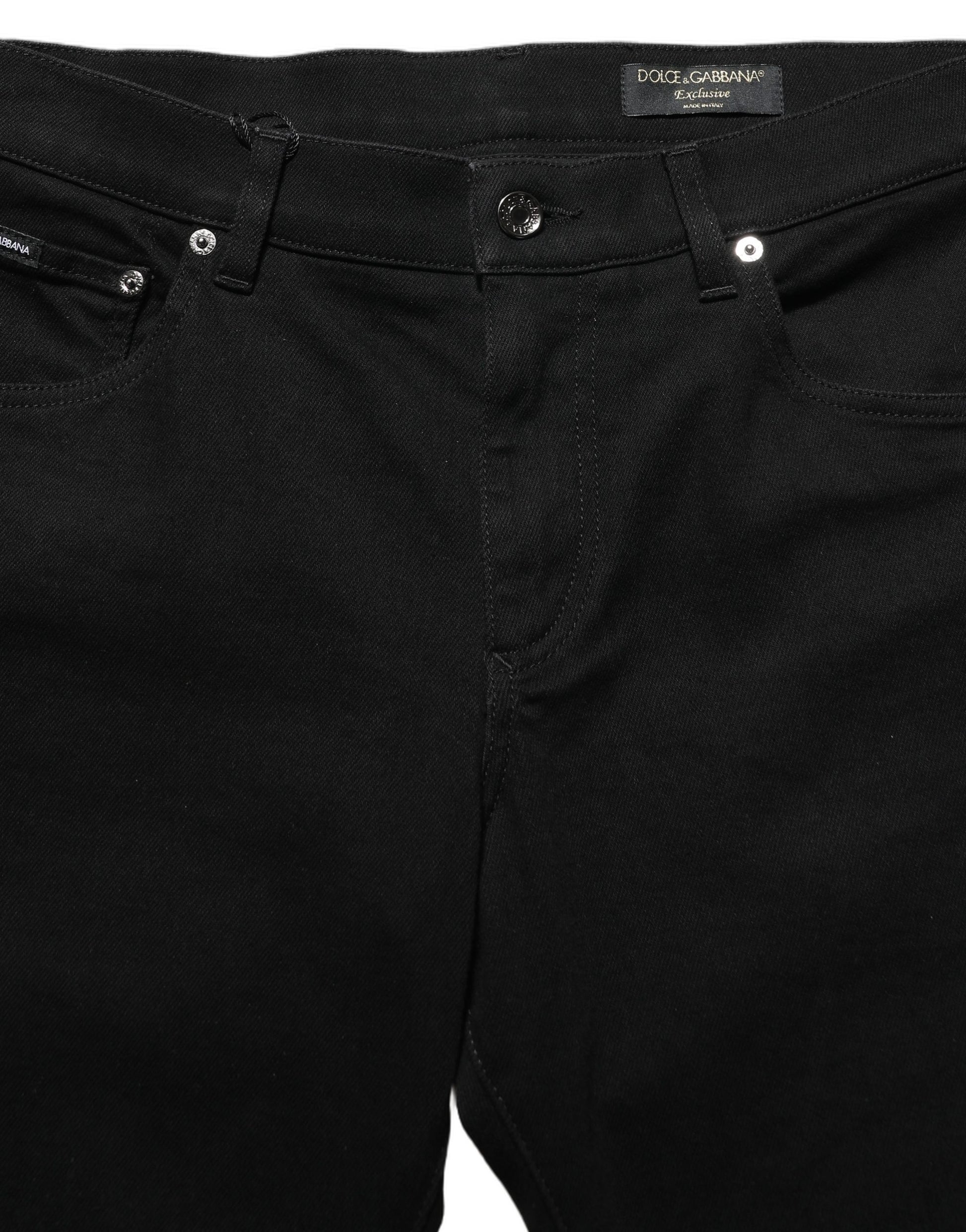 Jean skinny Dolce & Gabbana noir à broderies héraldiques