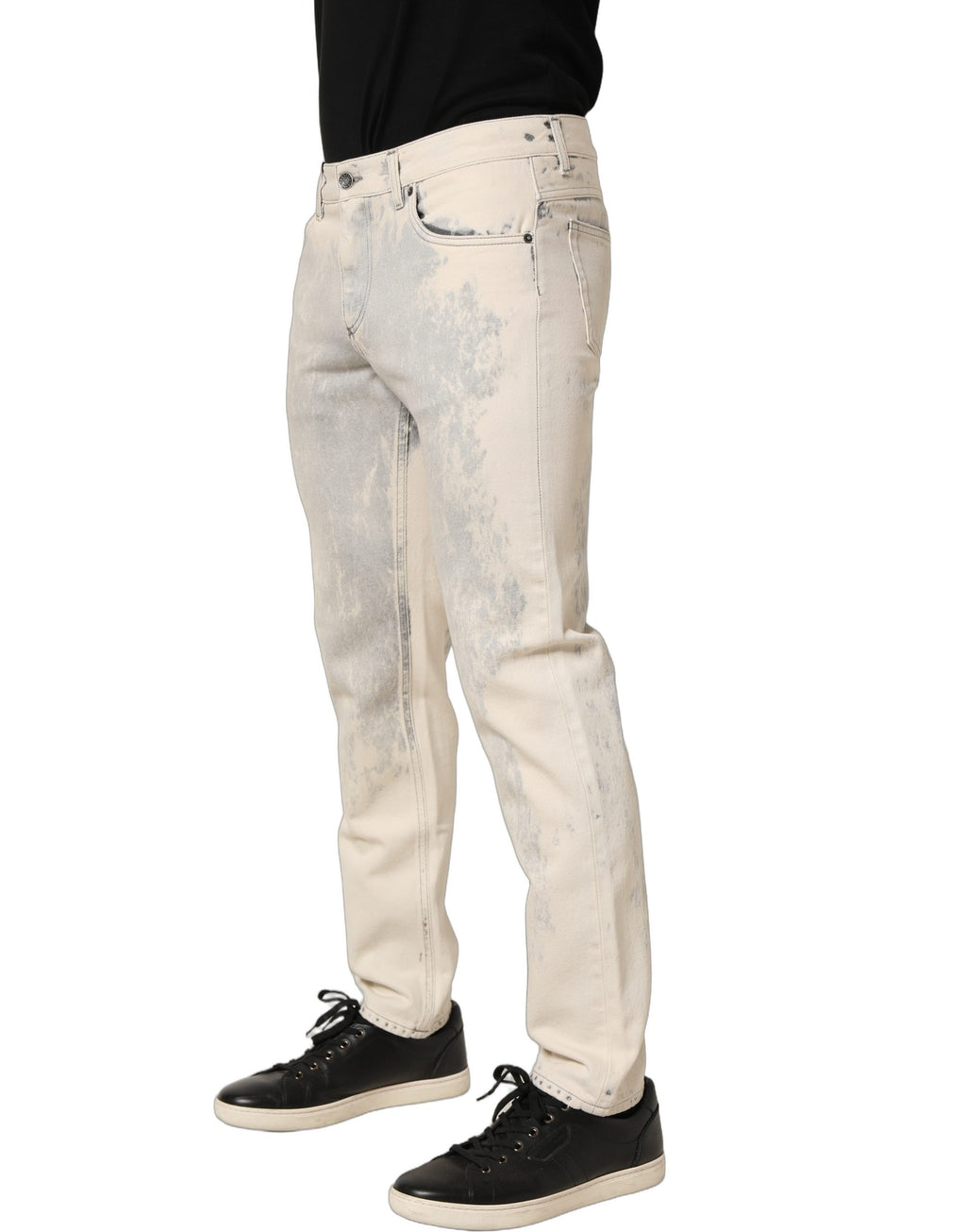 Jean en denim droit Dolce & Gabbana en coton tie-dye beige pour homme