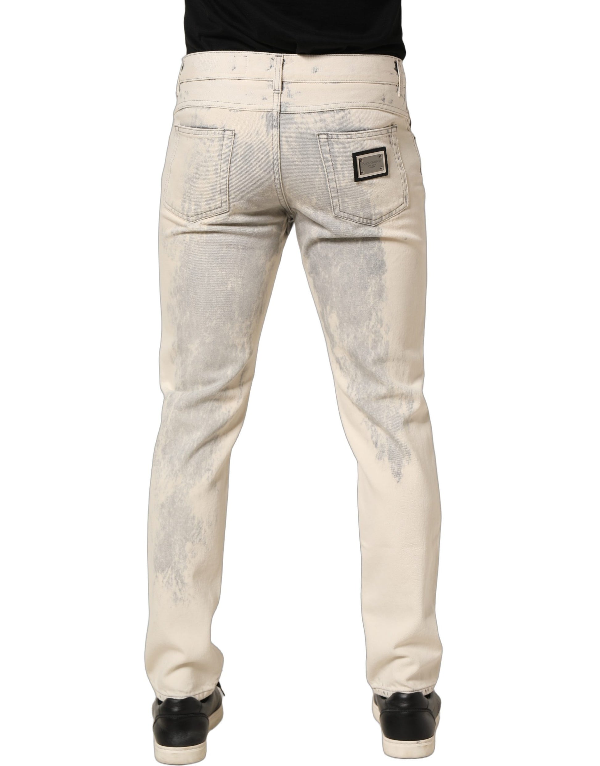 Jean en denim droit Dolce & Gabbana en coton tie-dye beige pour homme