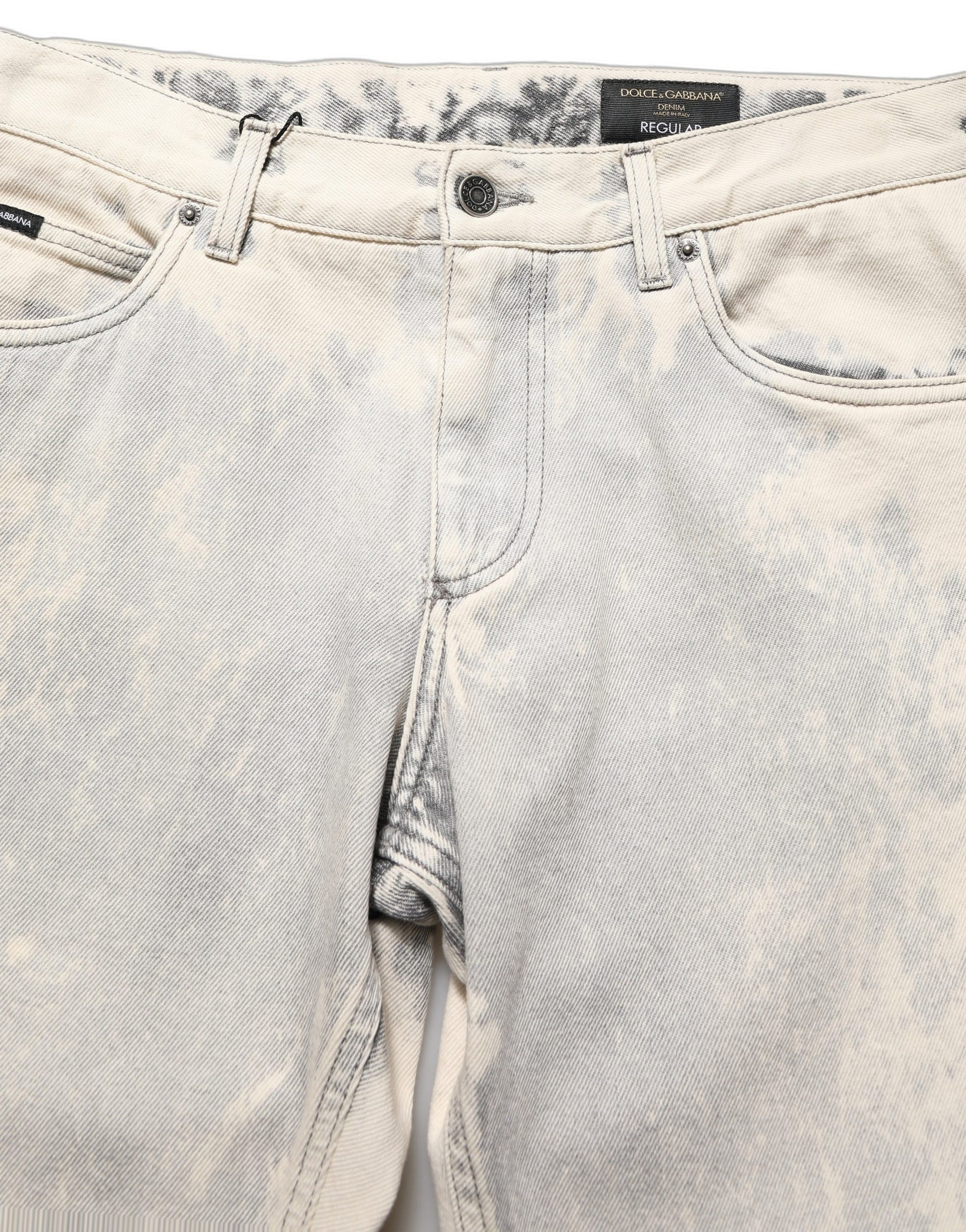 Jean en denim droit Dolce & Gabbana en coton tie-dye beige pour homme