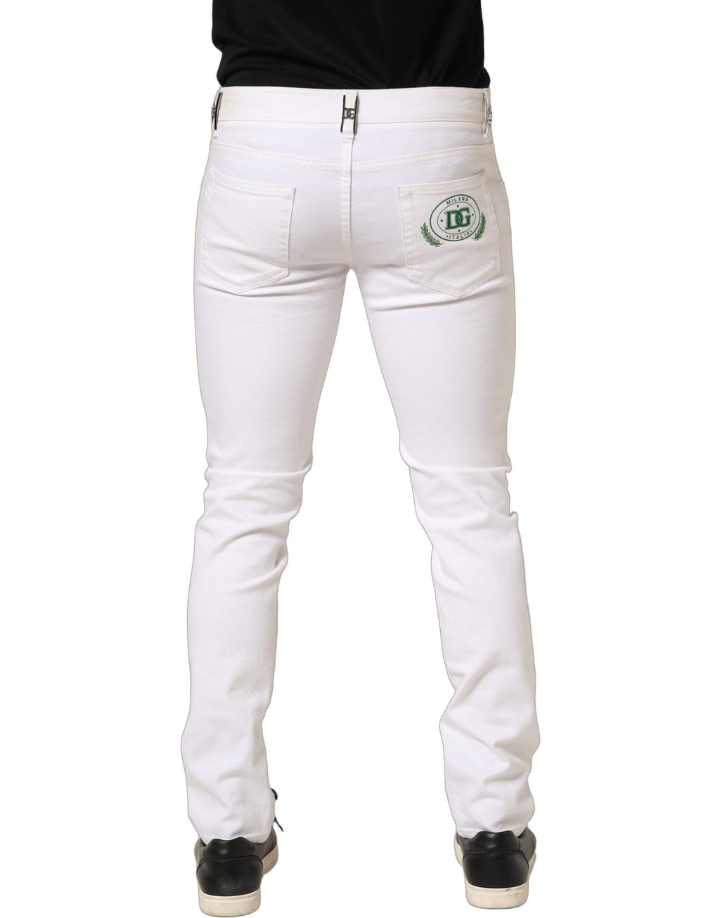 Jeans en jean skinny taille mi-haute en coton blanc Dolce & Gabbana