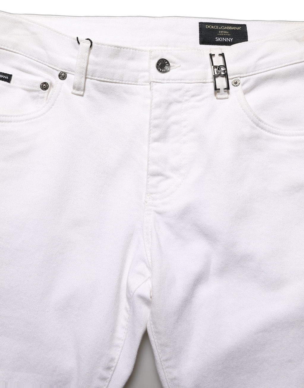 Jeans en jean skinny taille mi-haute en coton blanc Dolce & Gabbana