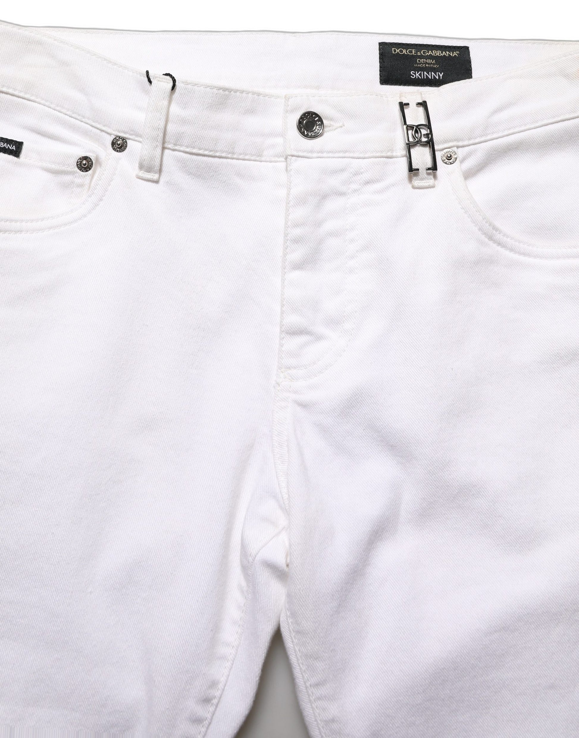 Jeans en jean skinny taille mi-haute en coton blanc Dolce & Gabbana