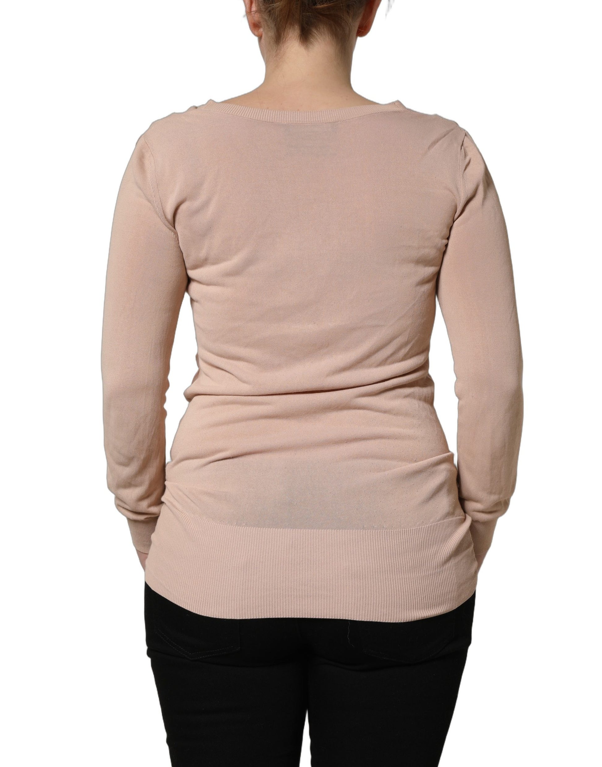 Dolce & Gabbana Beige Ribbed V-neck Front Tie Cardigan Sweater