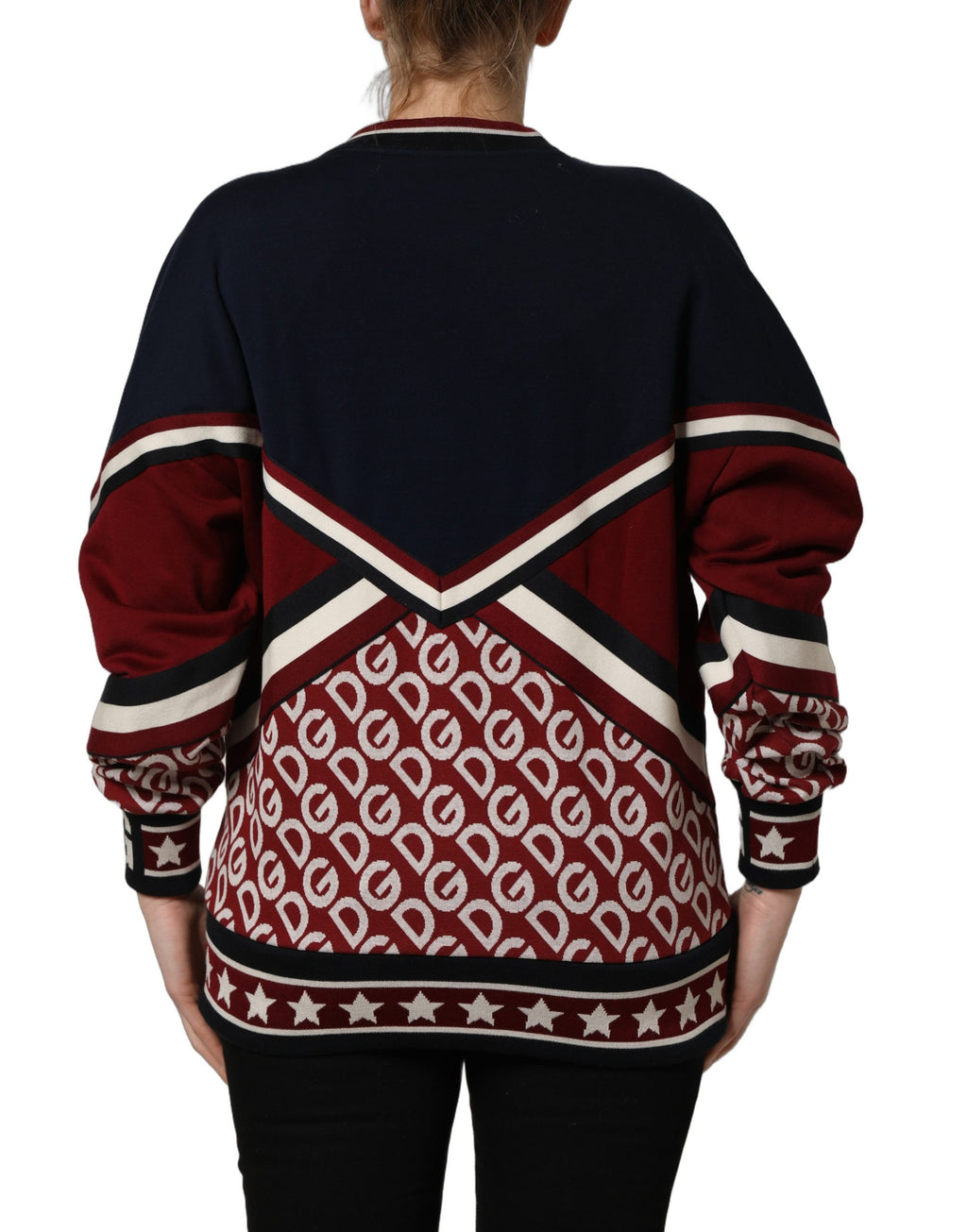 Sweat-shirt Dolce & Gabbana bleu et rouge avec empiècements et écusson « Royals »
