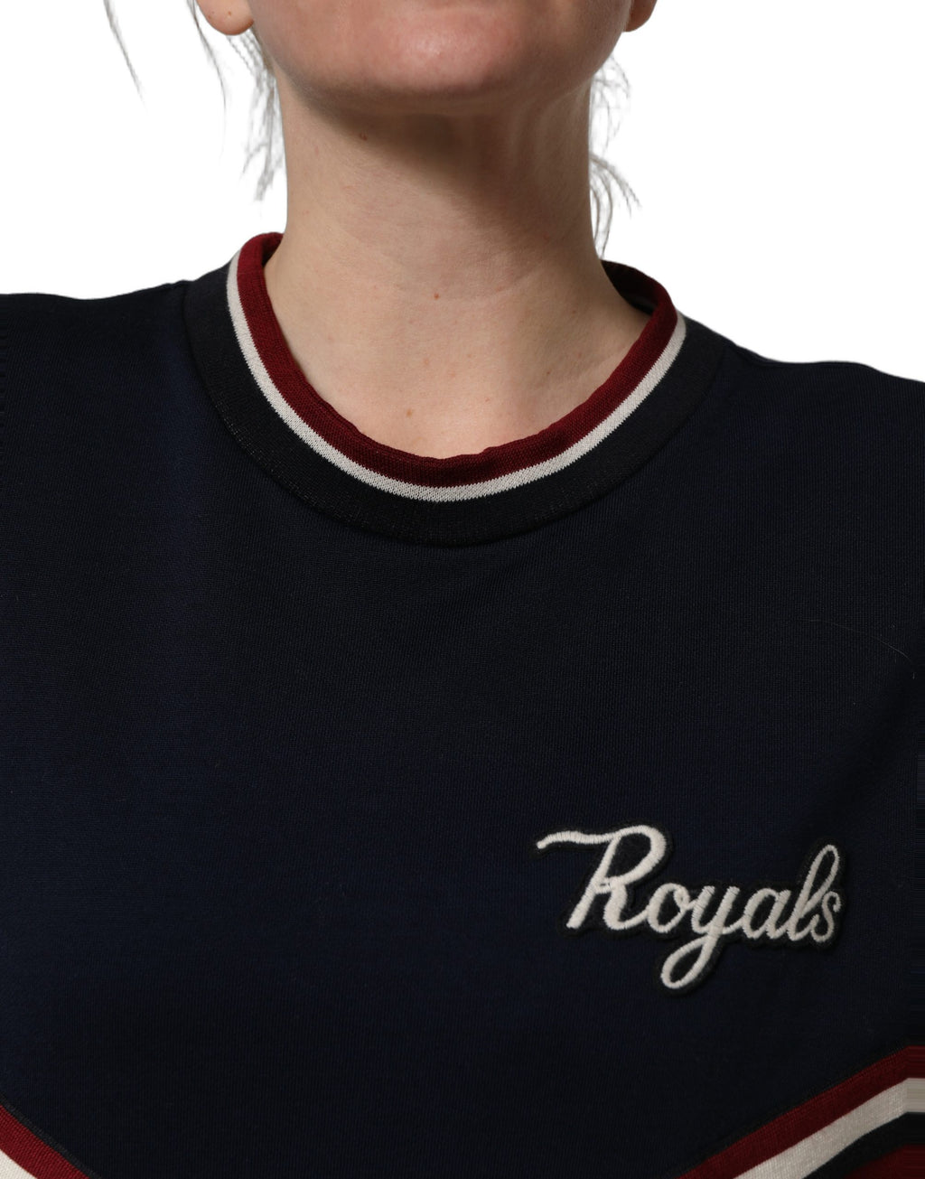 Sweat-shirt Dolce & Gabbana bleu et rouge avec empiècements et écusson « Royals »