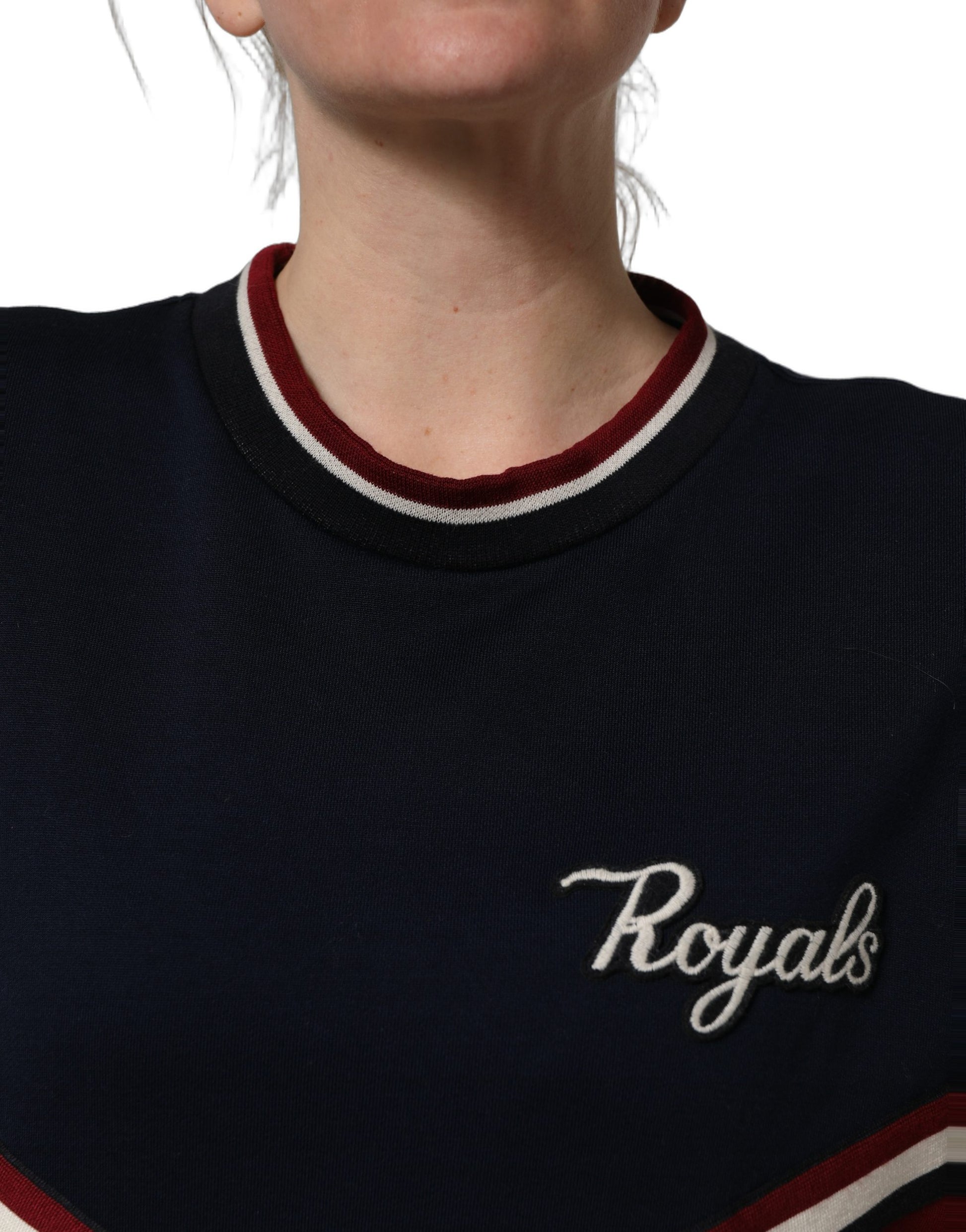 Sweat-shirt Dolce & Gabbana bleu et rouge avec empiècements et écusson « Royals »