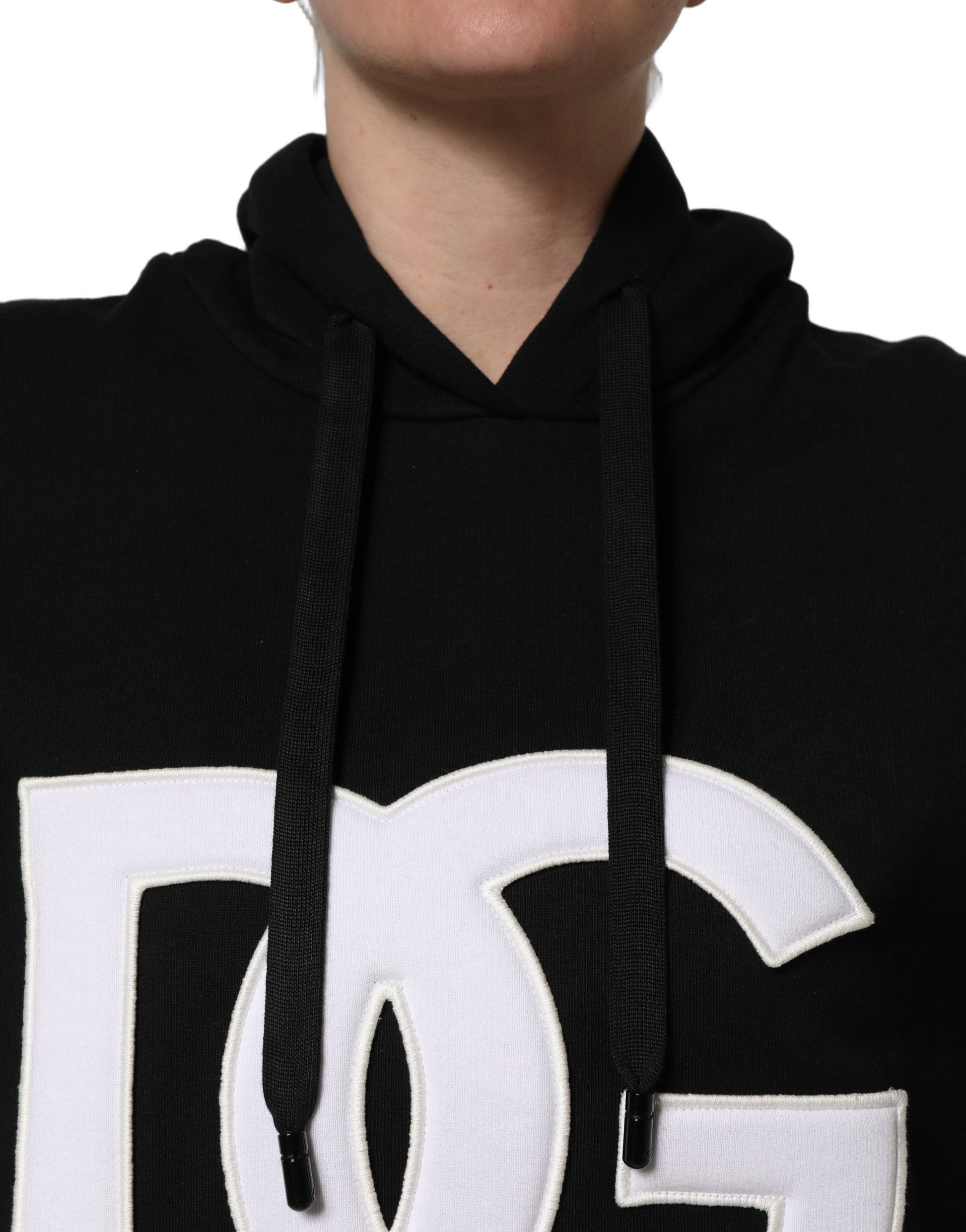 Sweatshirt à capuche Dolce & Gabbana noir et blanc avec applications