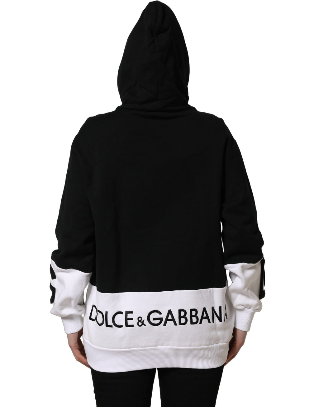 Sweatshirt à capuche Dolce & Gabbana noir et blanc avec applications