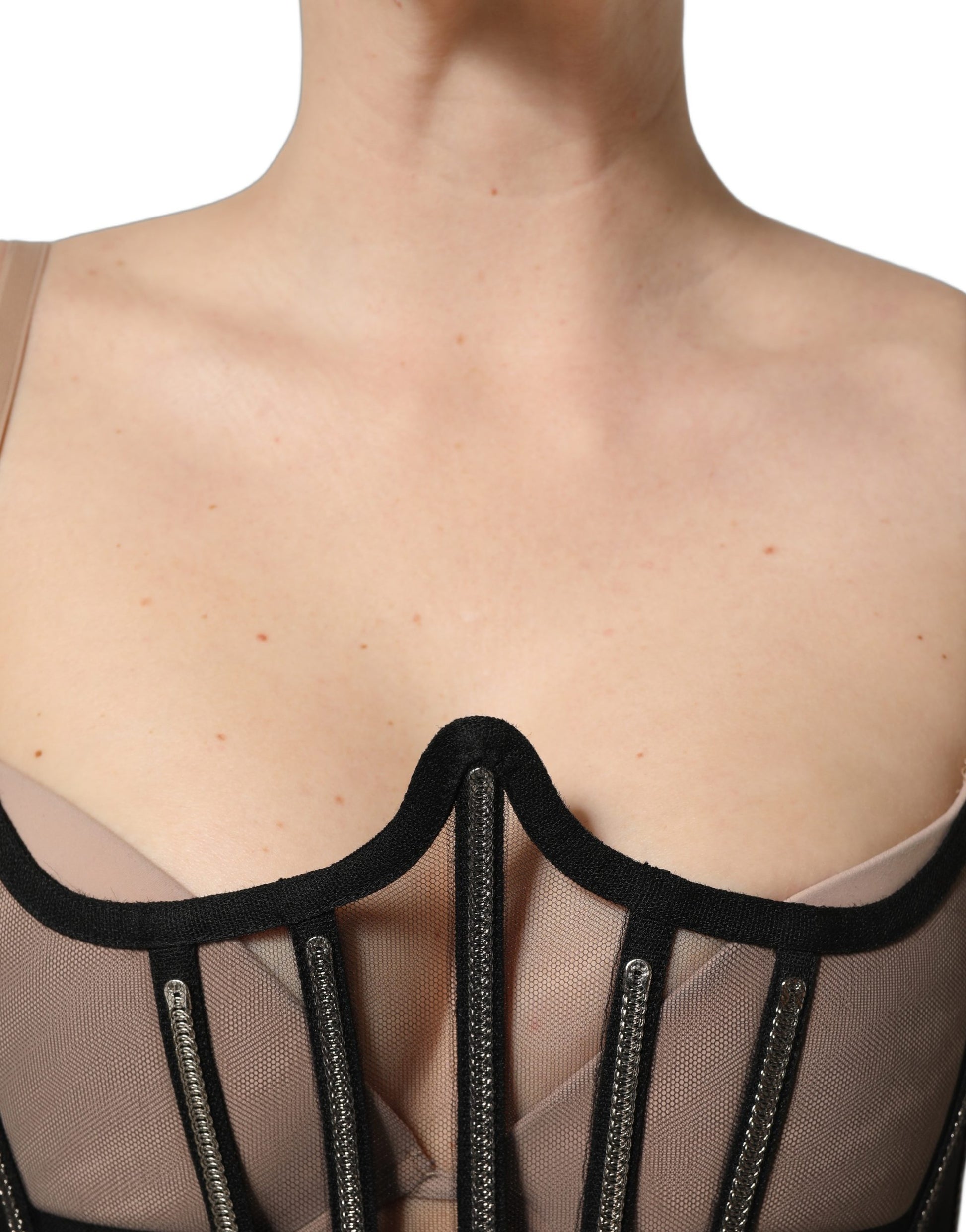 Caraco bustier court en tulle noir transparent Dolce & Gabbana