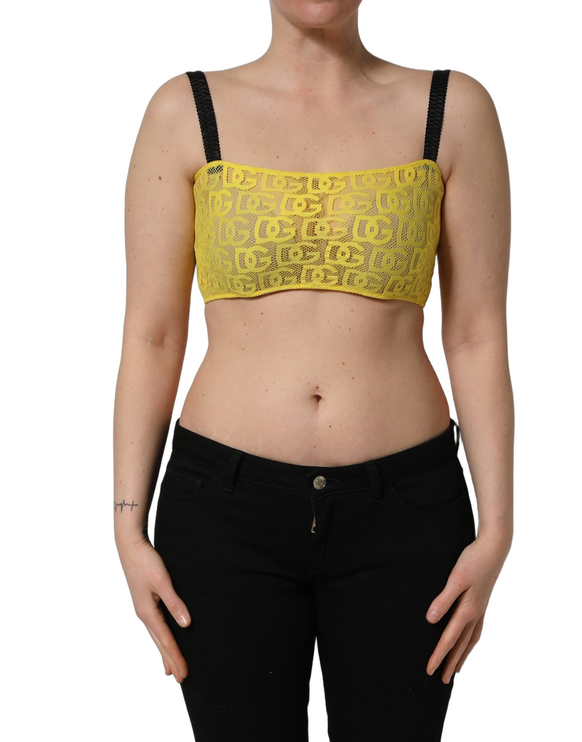 Soutien-gorge court Dolce & Gabbana en similicuir léopard jaune et noir