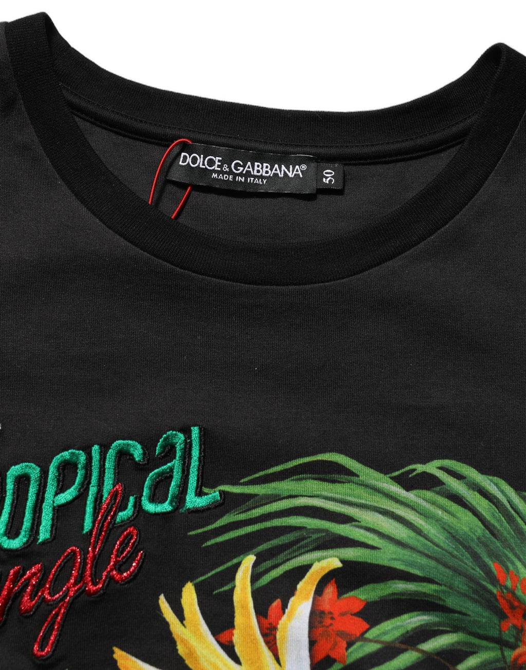 T-shirt Dolce & Gabbana noir col rond imprimé jungle tropicale