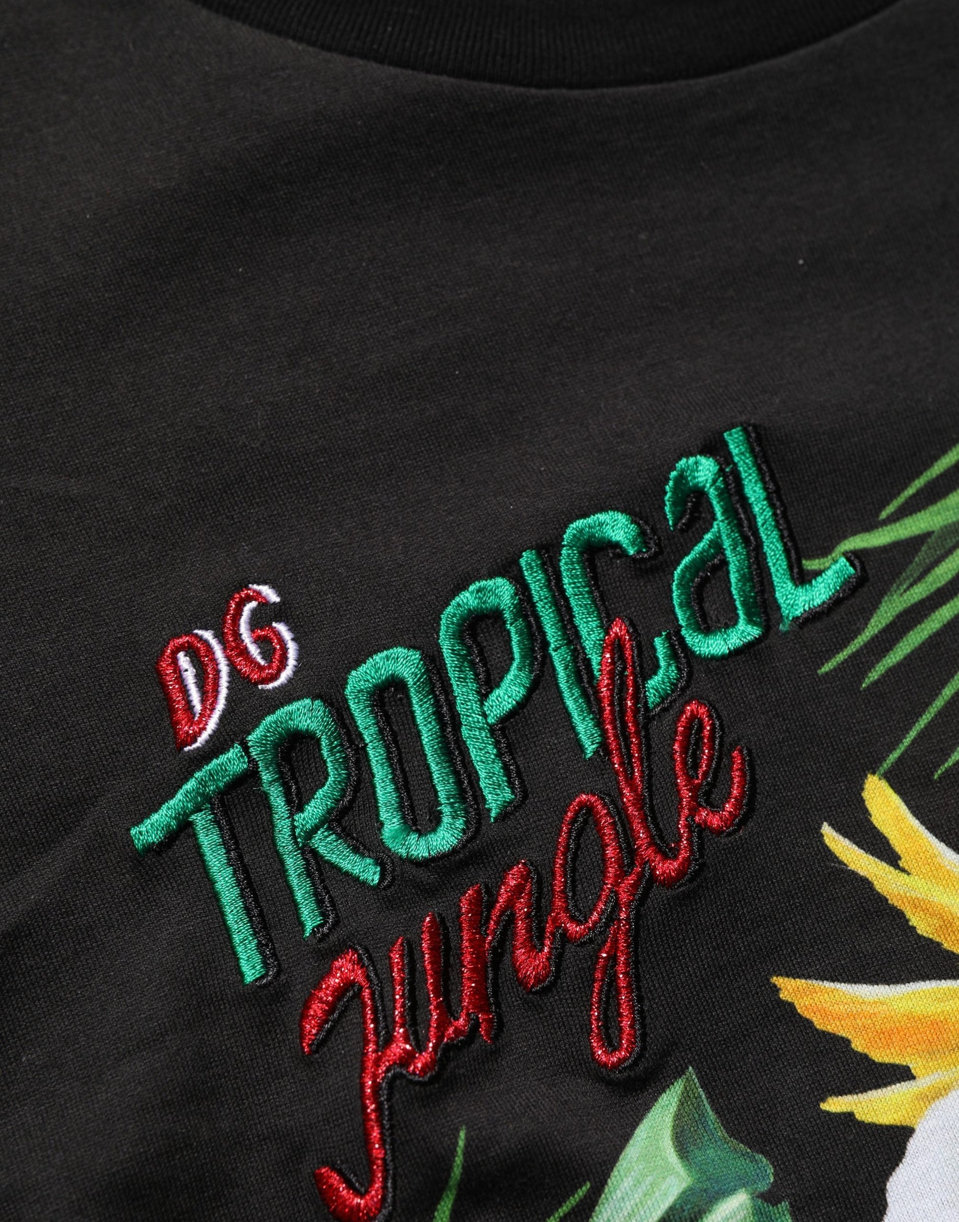 T-shirt Dolce & Gabbana noir col rond imprimé jungle tropicale