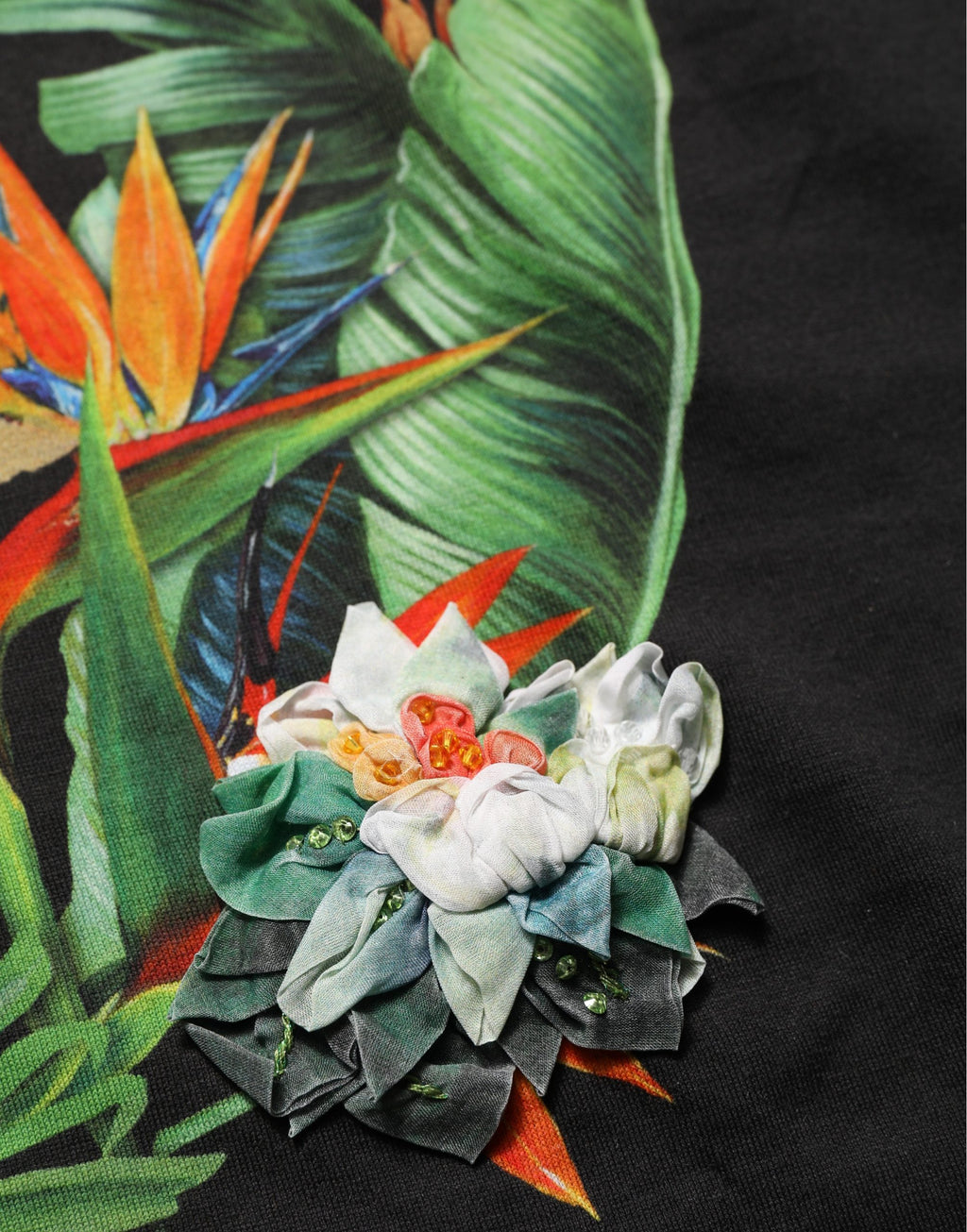 T-shirt Dolce & Gabbana noir col rond imprimé jungle tropicale
