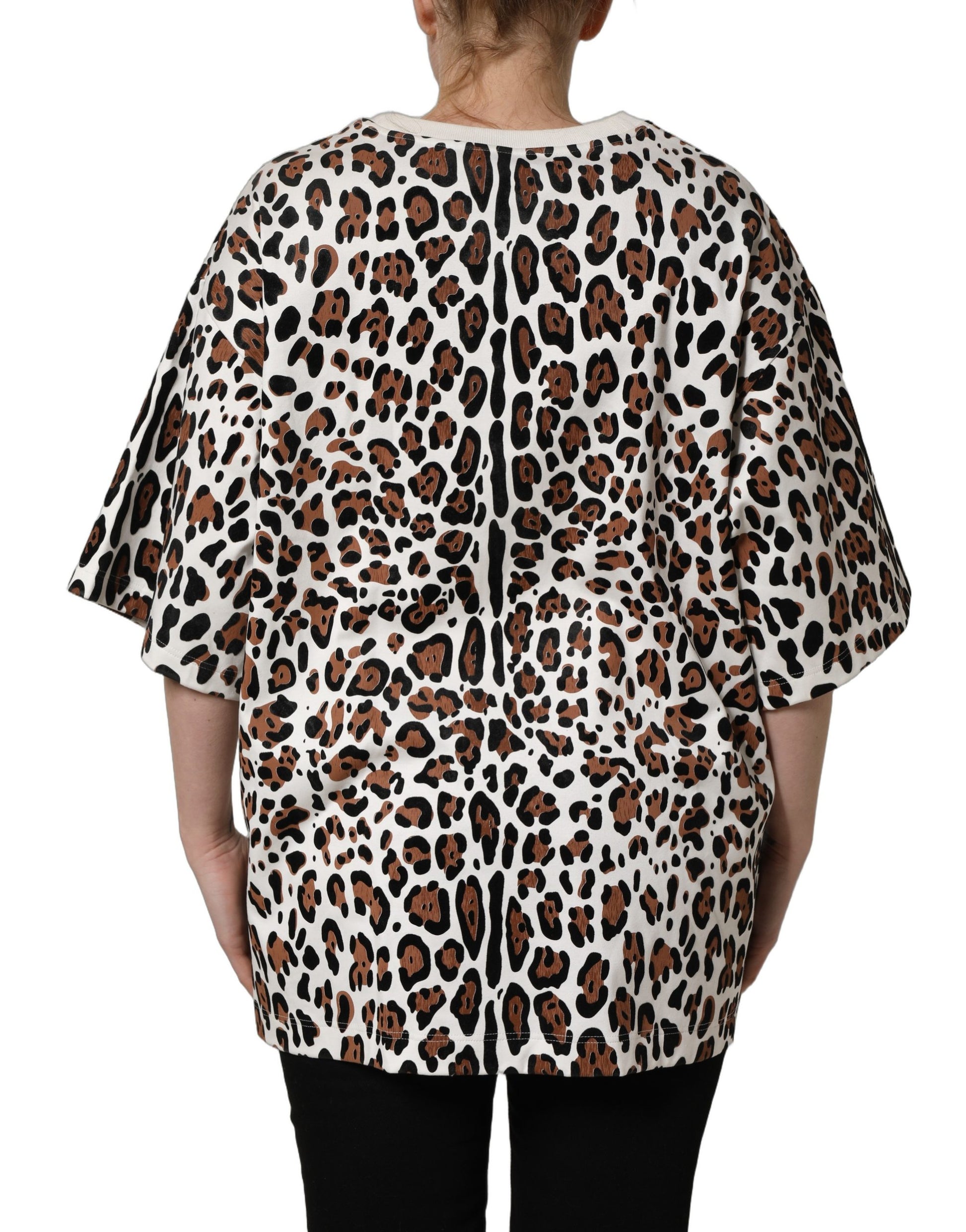 T-shirt col rond Dolce & Gabbana imprimé léopard multicolore