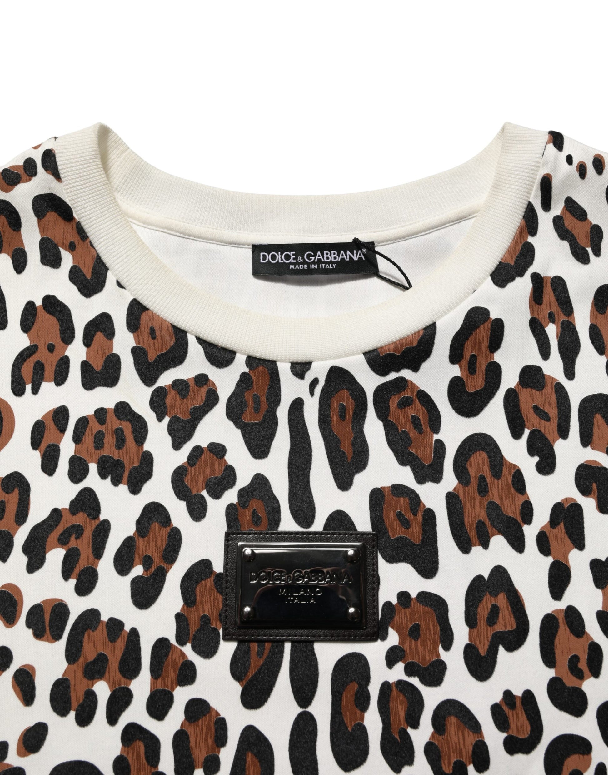 T-shirt col rond Dolce & Gabbana imprimé léopard multicolore