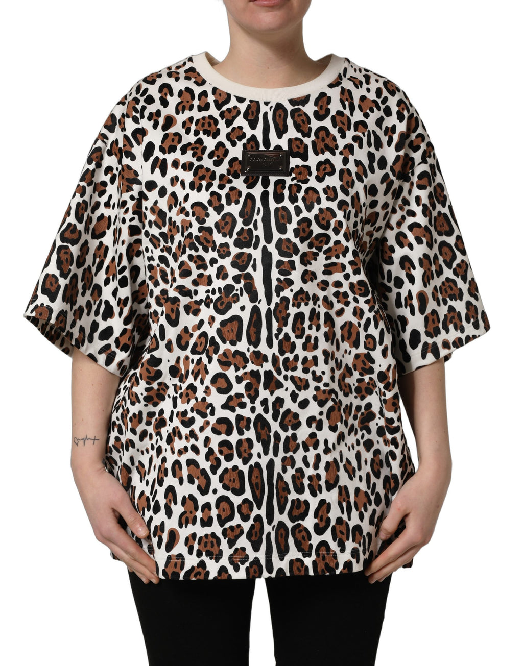 T-shirt col rond Dolce & Gabbana imprimé léopard multicolore