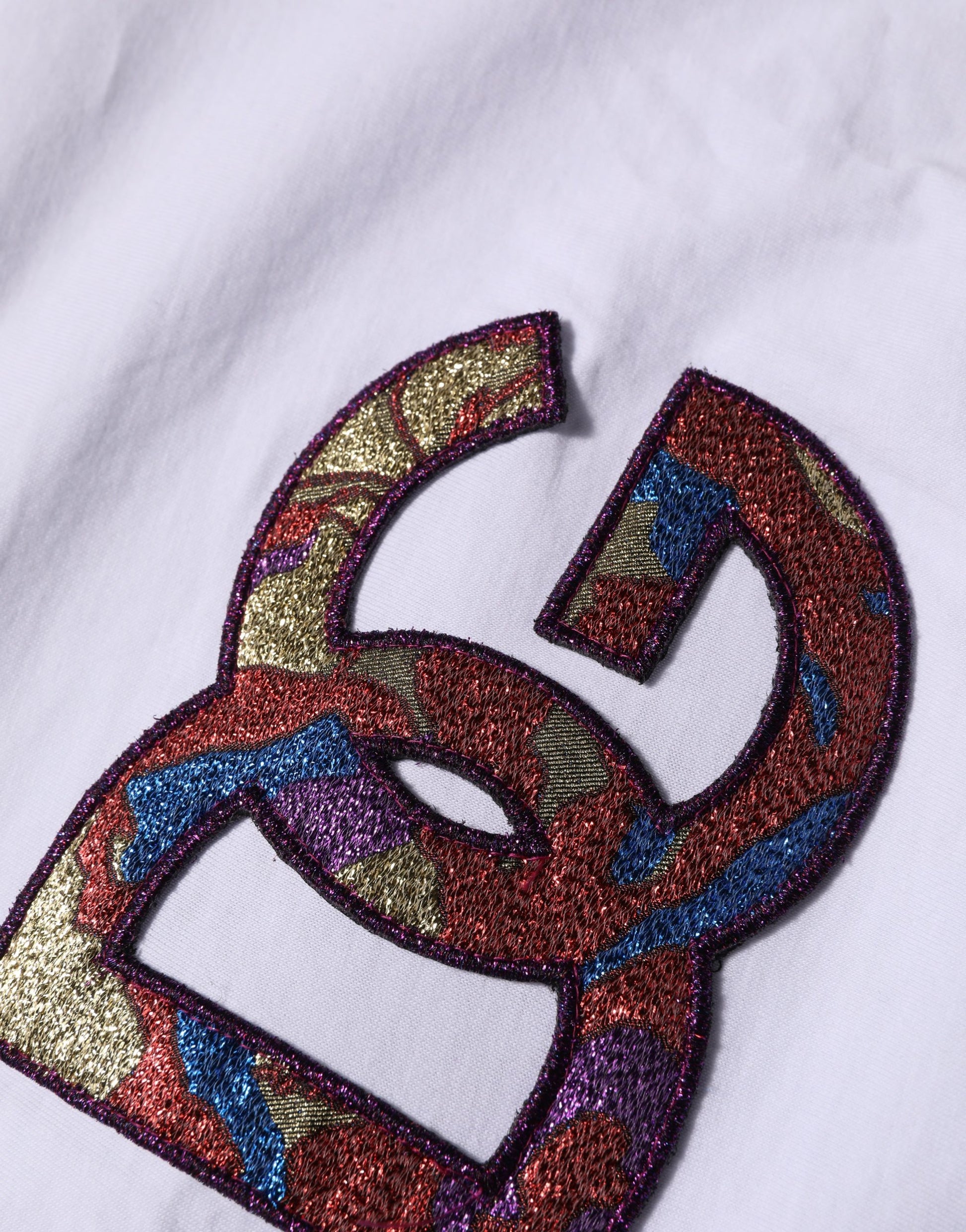 T-shirt col rond Dolce & Gabbana en coton blanc avec écusson logo DG