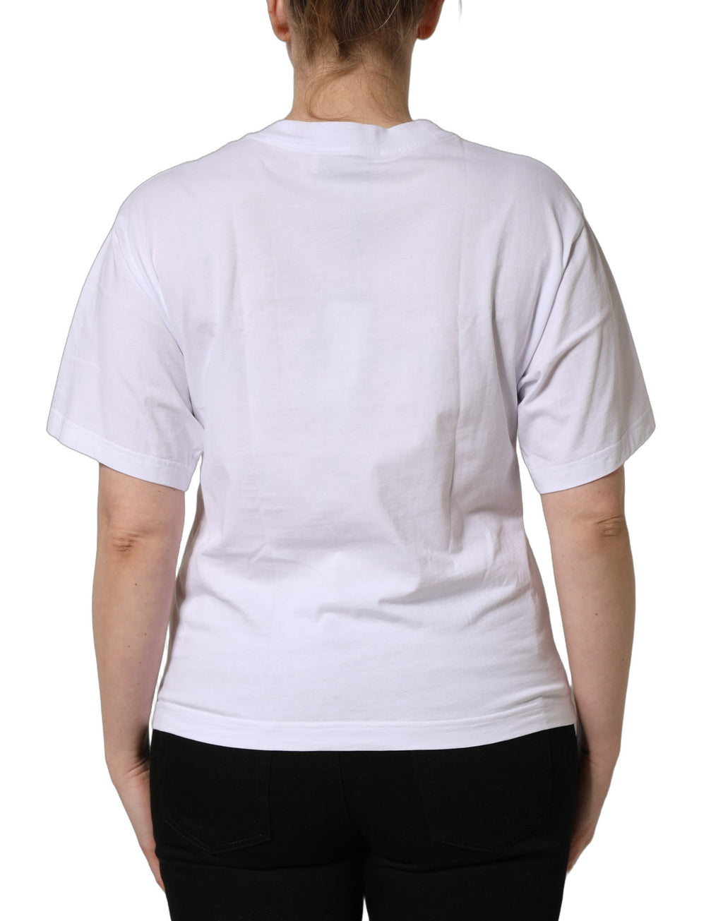 T-shirt col rond Dolce & Gabbana en coton blanc avec écusson logo DG