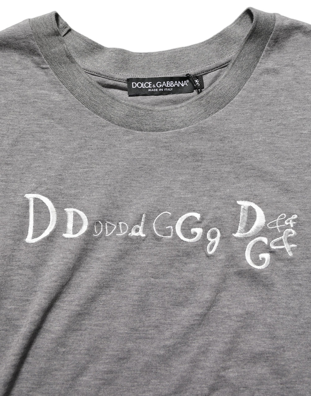 T-shirt Dolce & Gabbana gris à manches courtes avec broderie logo