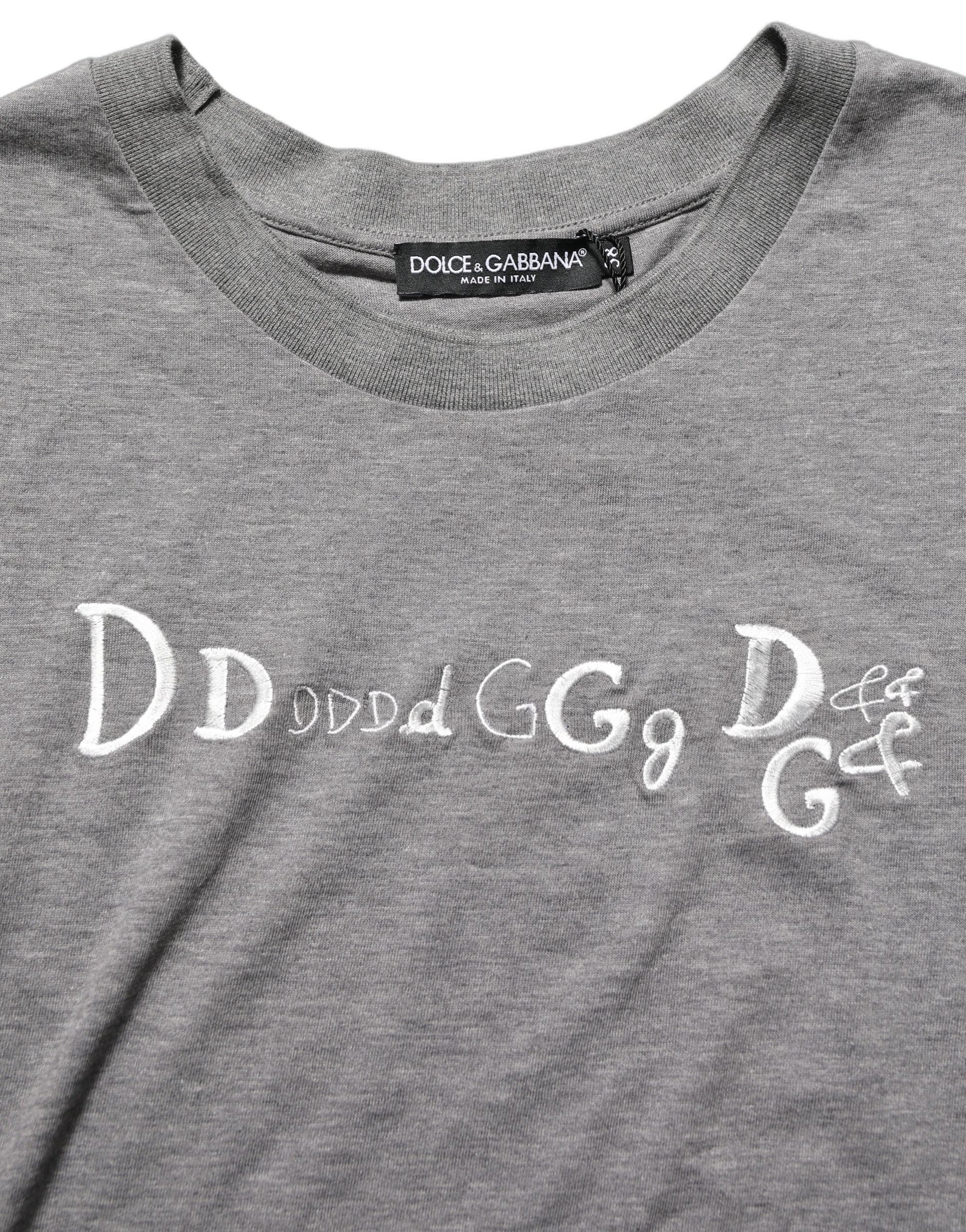 T-shirt Dolce & Gabbana gris à manches courtes avec broderie logo
