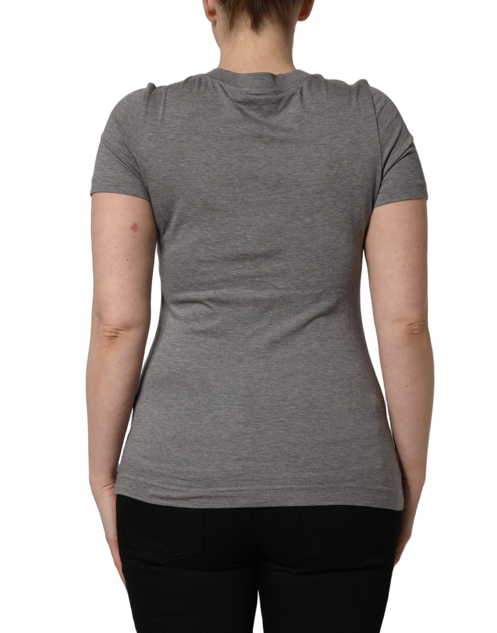 T-shirt Dolce & Gabbana gris à manches courtes avec broderie logo