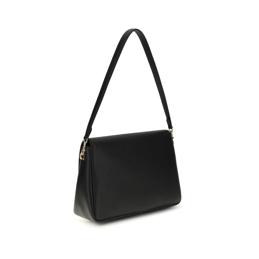 Sac à bandoulière en cuir de veau noir Bos Taurus Tory Burch