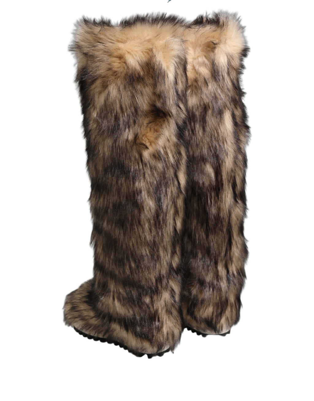 Dolce & Gabbana Bottes hautes à bout de genou en fausse fourrure marron
