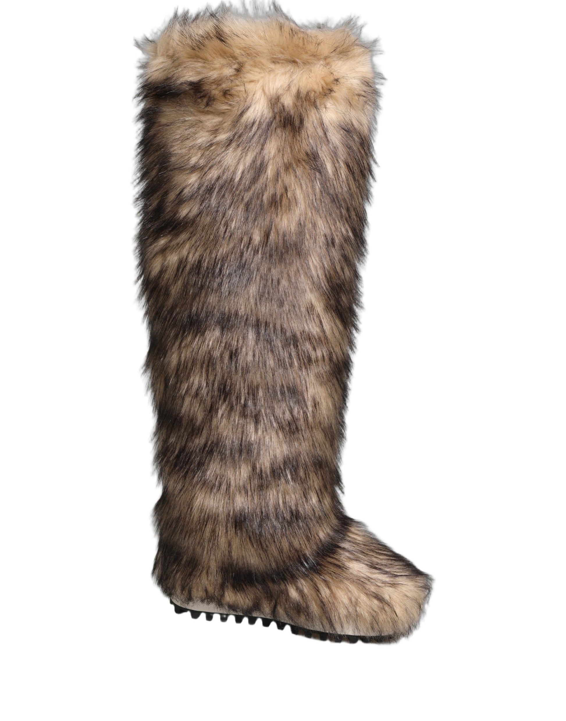 Dolce & Gabbana Bottes hautes à bout de genou en fausse fourrure marron