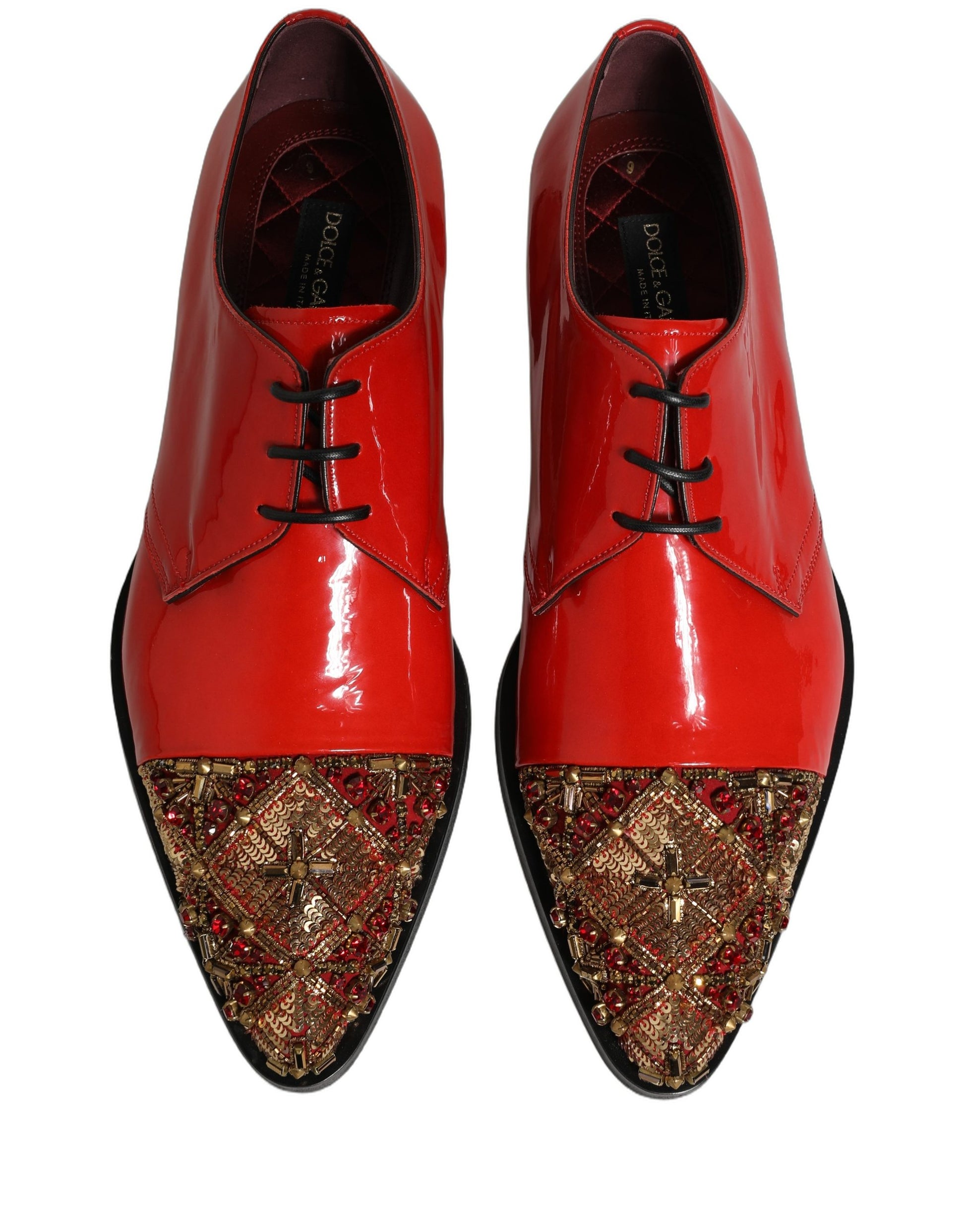 Chaussures habillées de cérémonie pour homme Dolce & Gabbana Derby ornées rouges