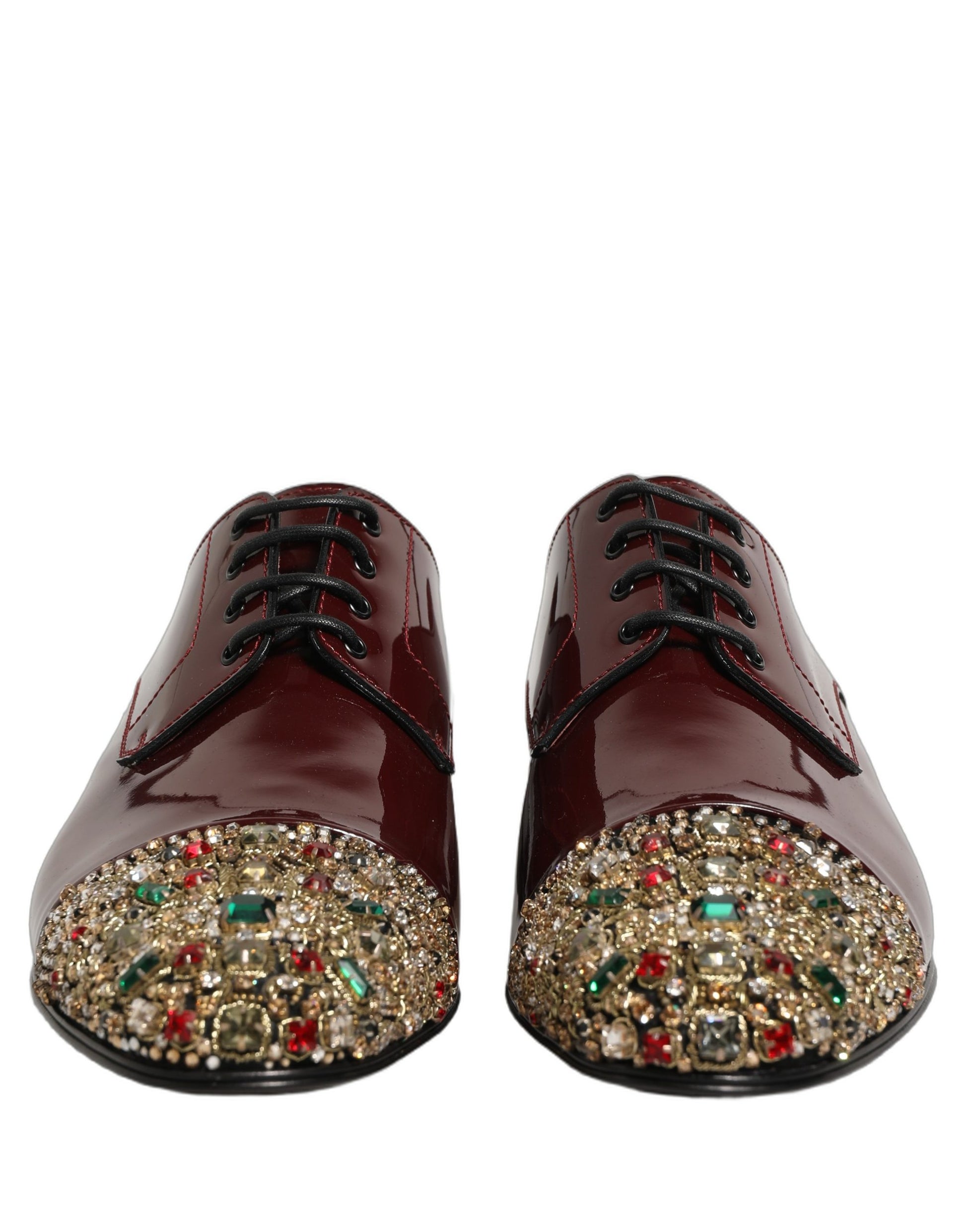 Dolce & Gabbana Maroon Embellished Derby Dress Formal Shoes