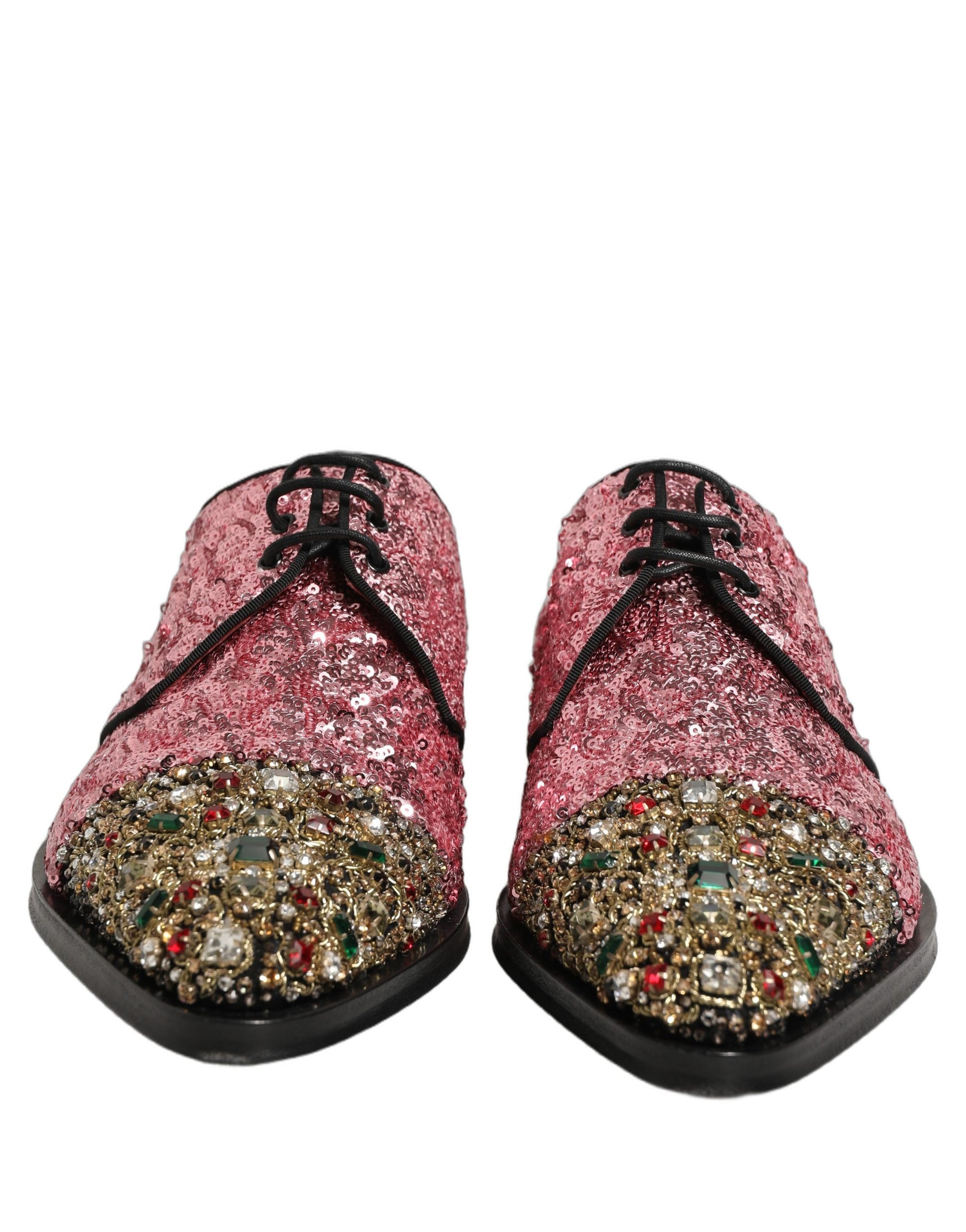 Chaussures habillées derby homme Dolce & Gabbana ornées de sequins roses