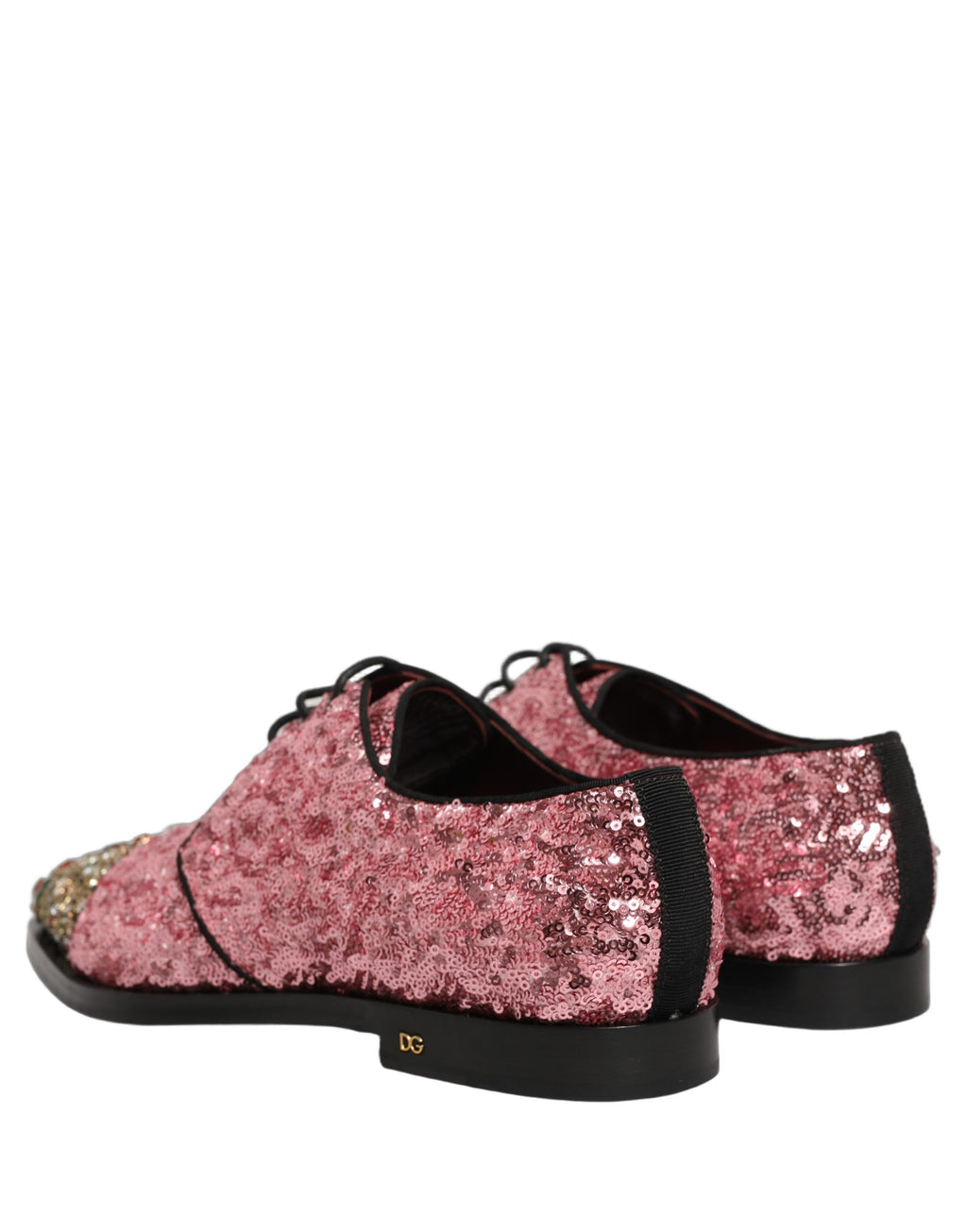 Chaussures habillées derby homme Dolce & Gabbana ornées de sequins roses