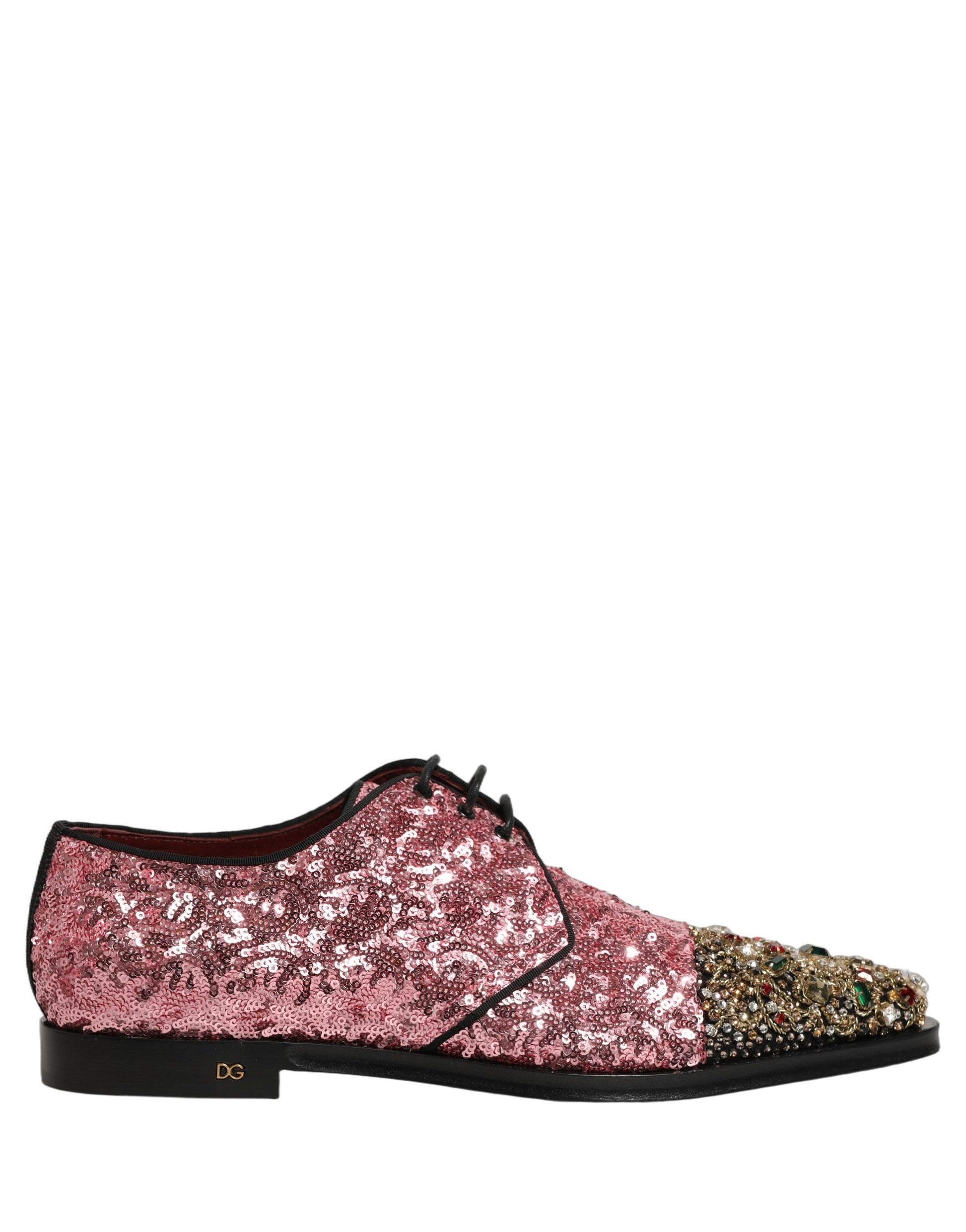 Chaussures habillées derby homme Dolce & Gabbana ornées de sequins roses