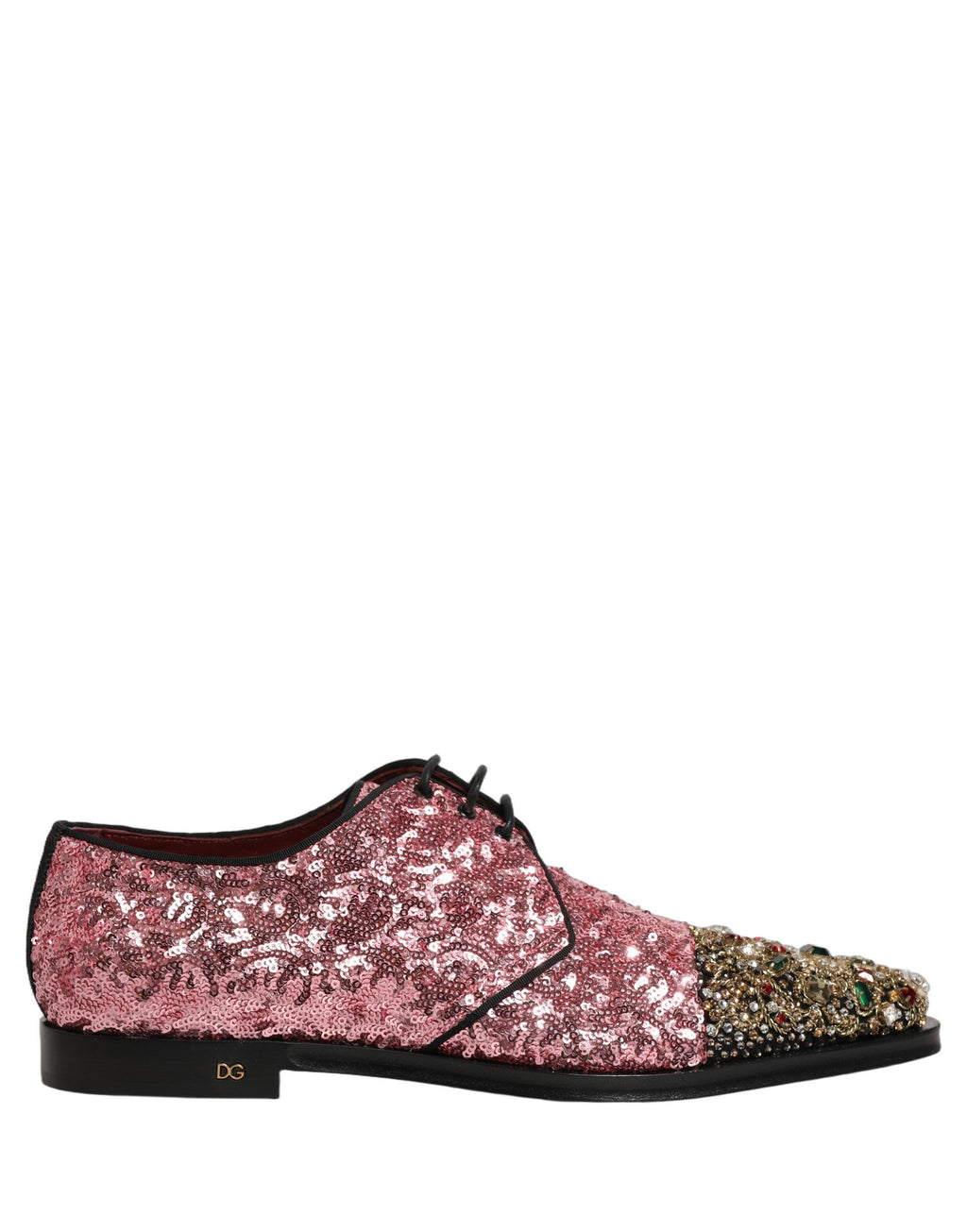 Chaussures habillées derby homme Dolce & Gabbana ornées de sequins roses
