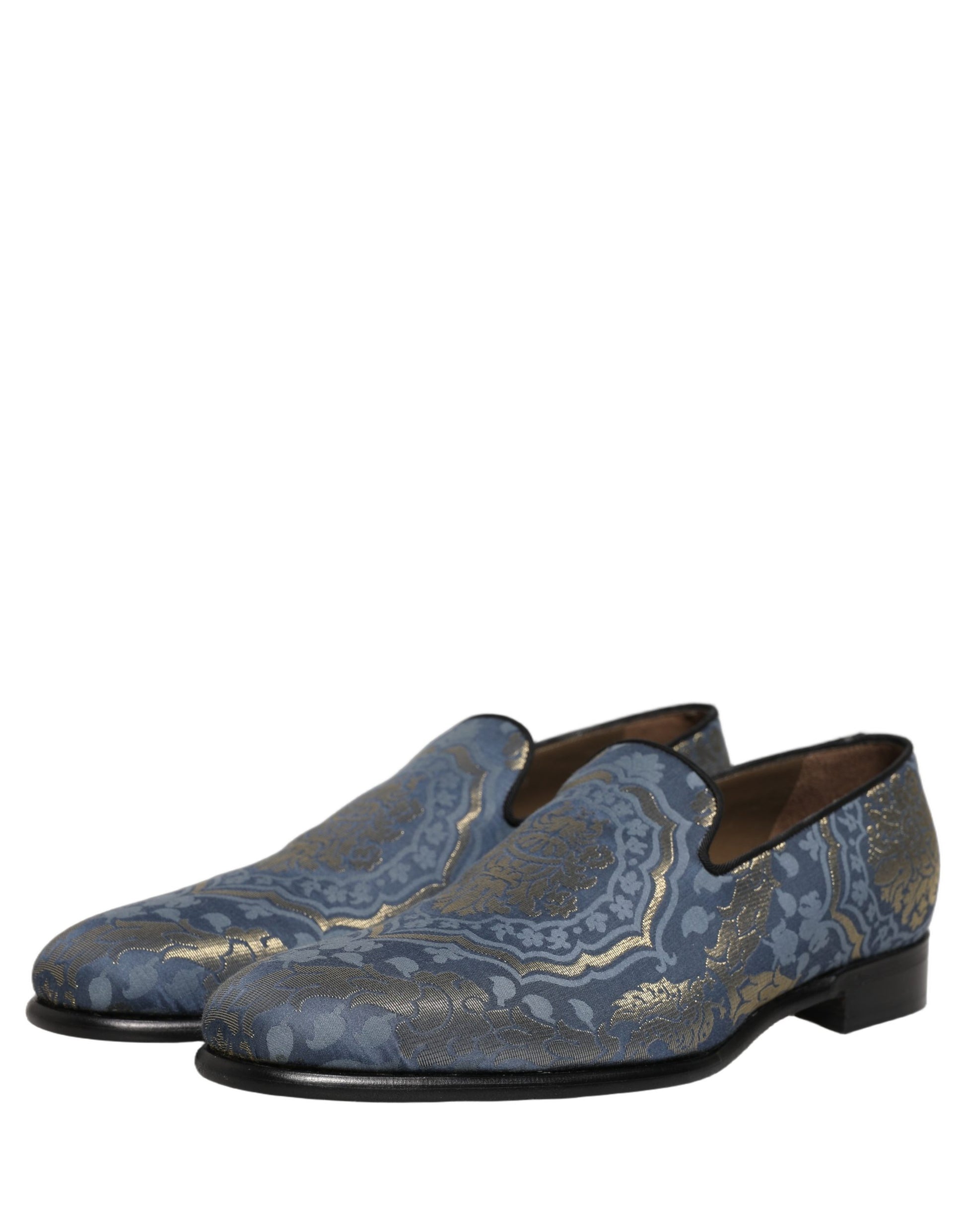 Chaussures Loafers Dolce & Gabbana en Brocart Floral Bleu