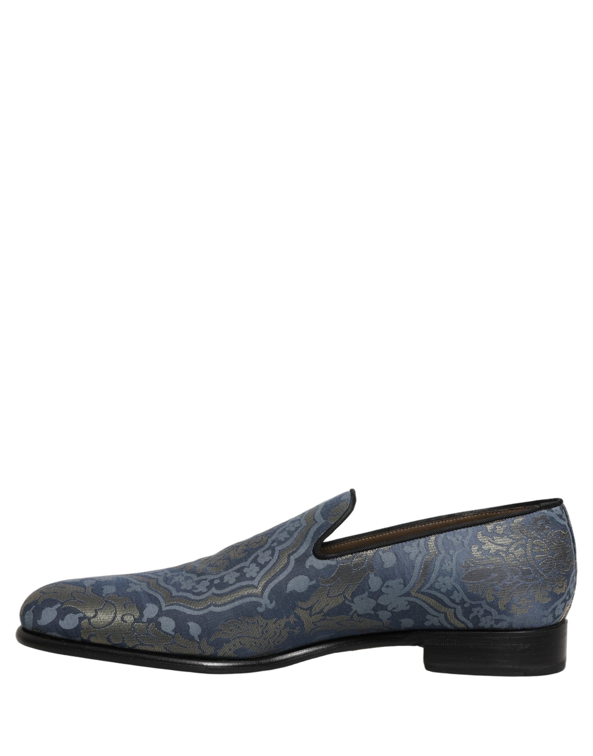 Chaussures Loafers Dolce & Gabbana en Brocart Floral Bleu