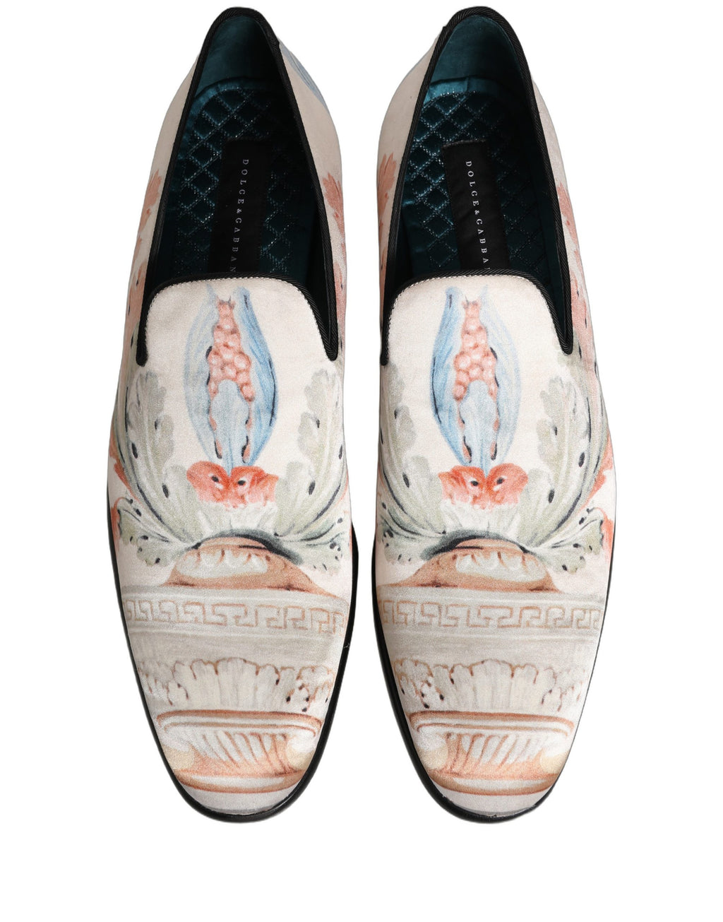 Chaussures Loafers Dolce & Gabbana Blanc Floral Vase Robe à Enfiler