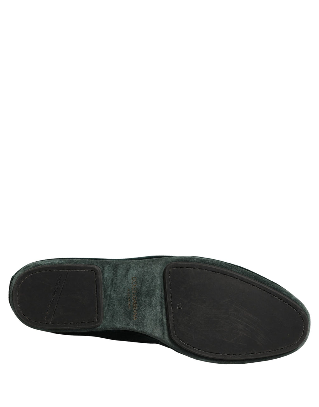 Chaussures mocassins plates à enfiler en velours vert Dolce & Gabbana pour hommes